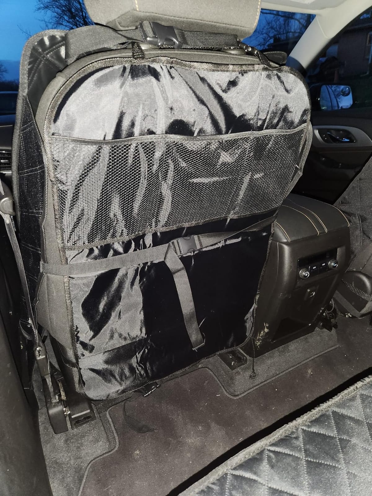 lebogner Back Seat Cover For Kids + 3 Pocket Storage Organizer, 2 Pack X-Large Waterproof Kick Mats Backseat Protector, Car Seat Back Protectors For Vehicles To Protect From Dirt, Mud & Scratches customer photo 2