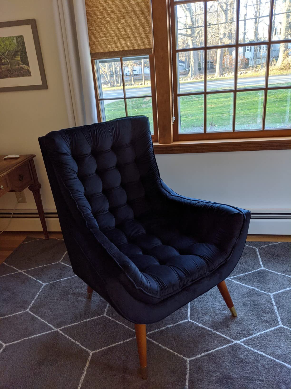 Modway Suggest Button Tufted Upholstered Velvet Lounge Chair, Navy customer photo 1