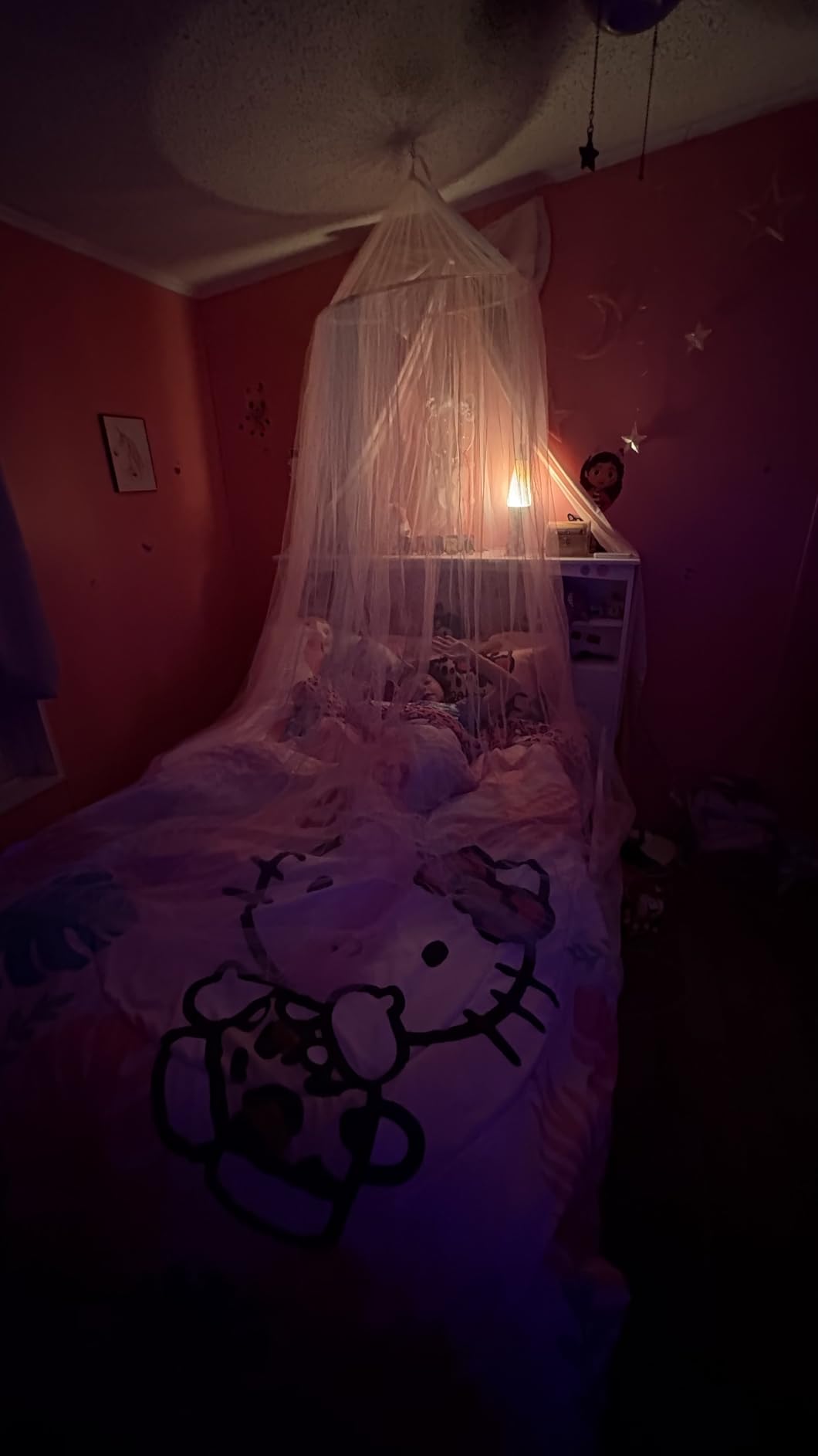 Bed Canopy with Lights for Girls,Gold Star Princess Crib Canopy Curtains,Extra Large Dome Mosquito Net Reading Nook Canopy for Kids Boys Twin Full Queen Size Bed,Fire Retardant Fabric customer photo 1