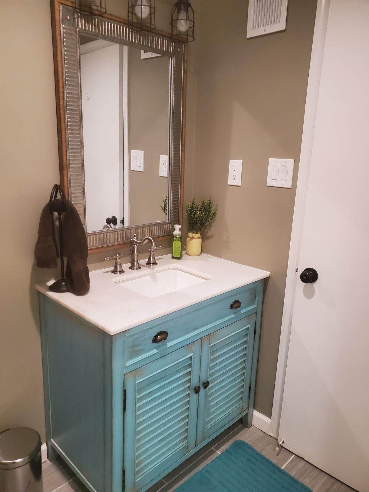 Kate and Laurel Deely Farmhouse Wood and Metal Wall Mirror, Rustic Brown customer photo 2