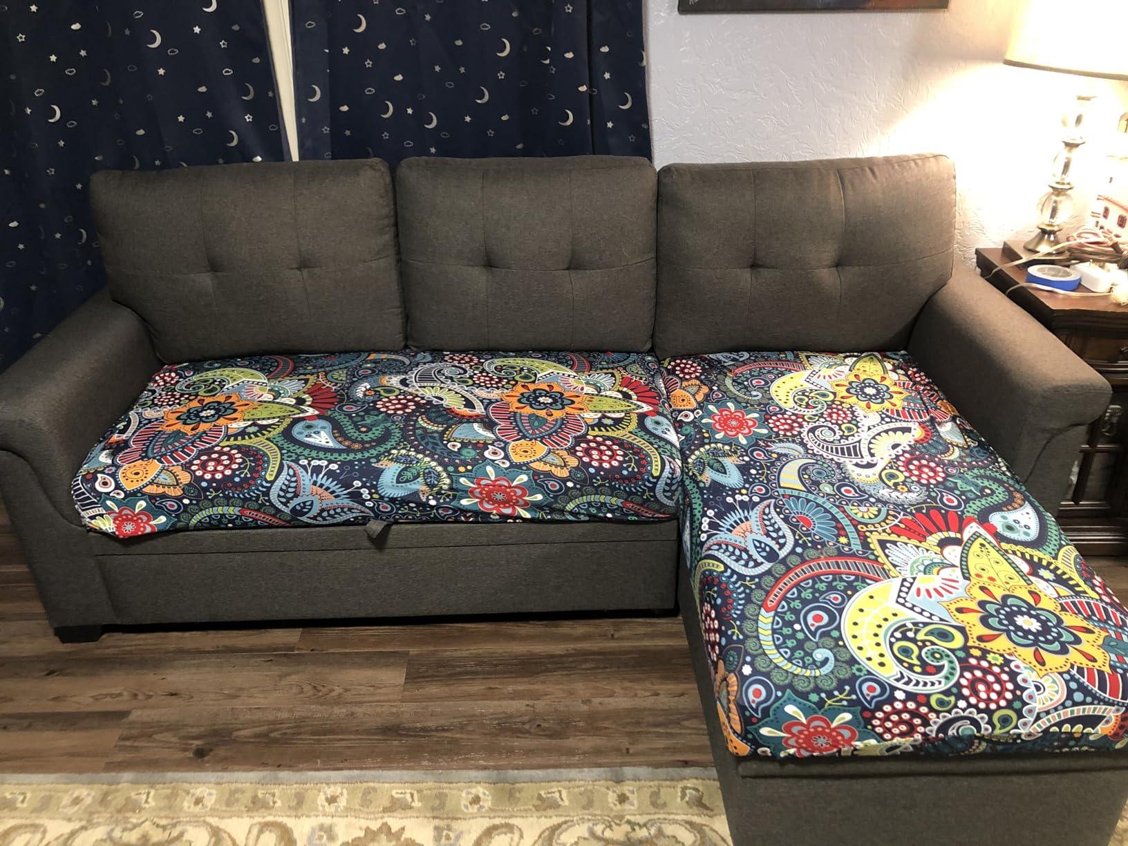 Lilola Home Convertible Sectional Sleeper Sofa Bed 84 Inch, L Shaped Couch with Pull Out Bed, Storage Chaise, Removable Back Cushions for Living Room, Office, Linen Fabric, Dark Gray customer photo 2
