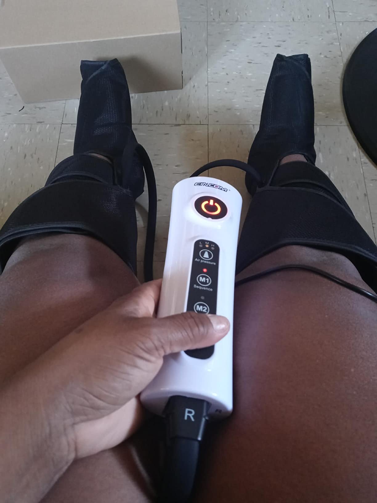 CINCOM Leg Massager for Circulation and Pain Relief FSA - HSA | Air Compression Calf Foot Leg Massagers with 2 Modes 3 Intensities Adjustable Leg Wraps customer photo 1