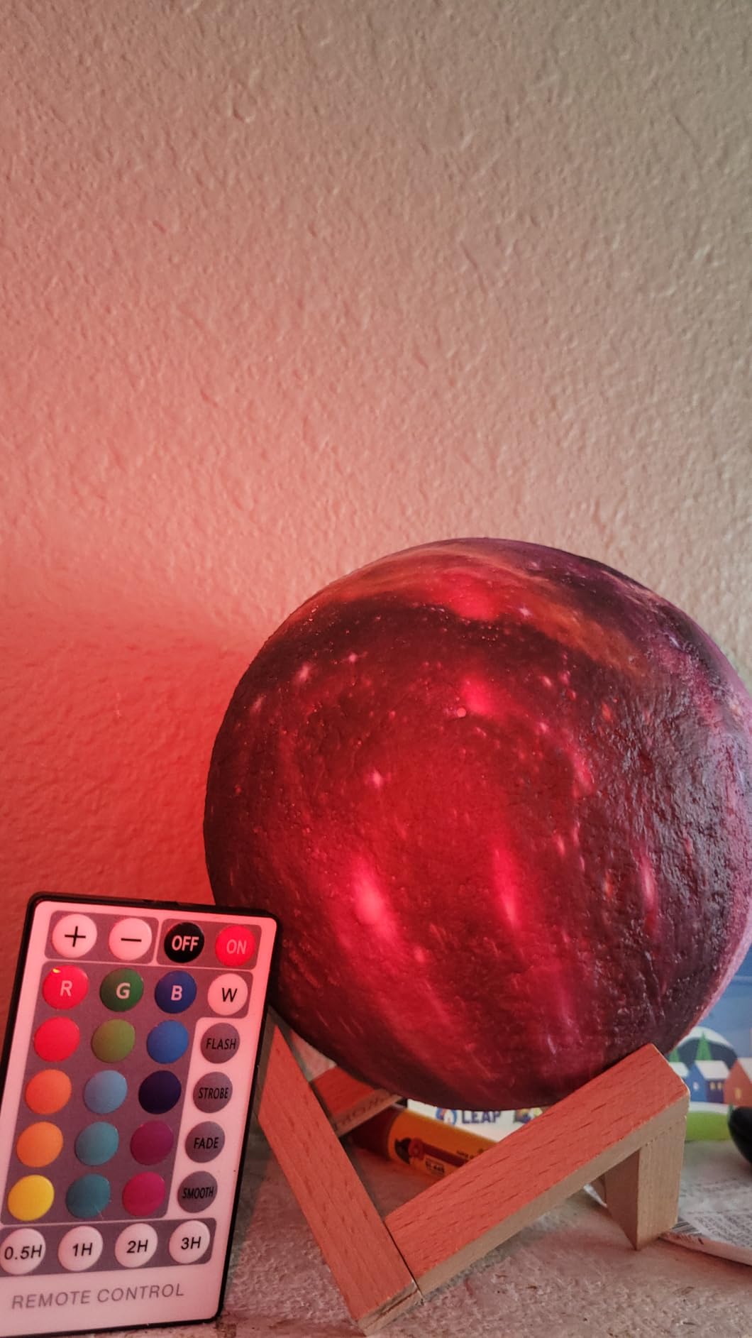 BRIGHTWORLD Moon Lamp Galaxy Lamp 5.9 inch 16 Colors LED 3D Moon Light, Remote & Touch Control Moon Night Light Gifts for Girls Boys Kids Women Birthday (Wooden Base) customer photo 1
