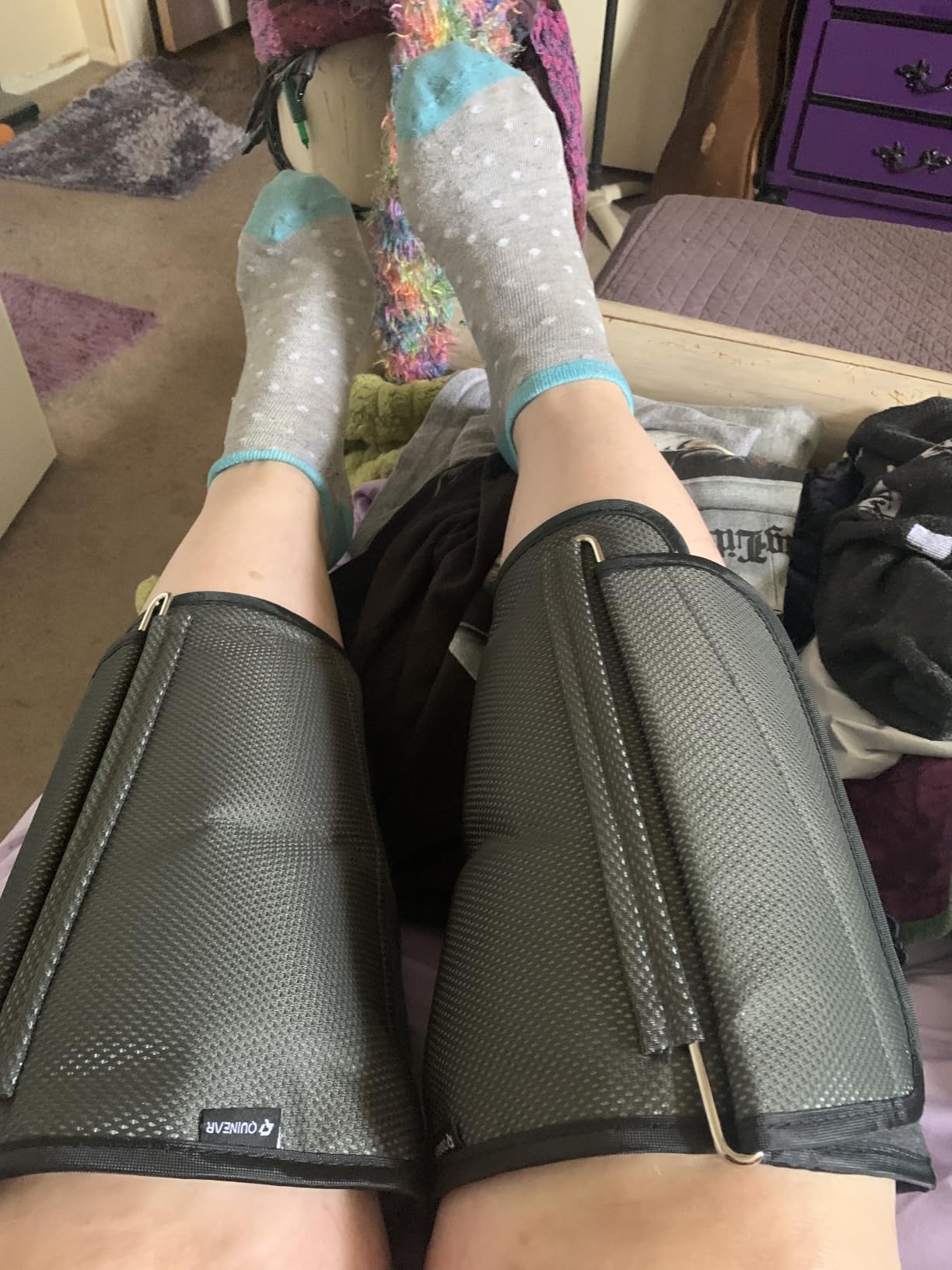 QUINEAR Air Compression Leg Massager for Circulation & Pain Relief, Calf Massagers with 2 Modes & 3 Intensities, Sequential Compression Device (SCD) for RLS, Edema customer photo 2