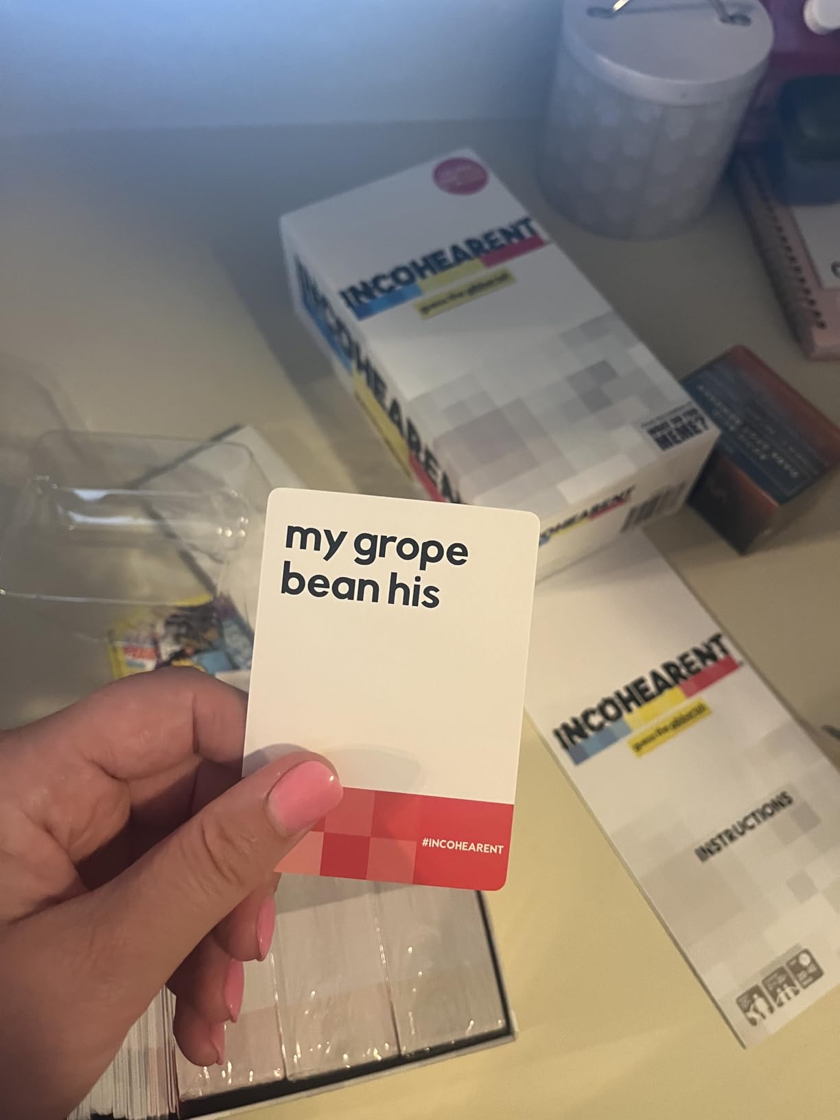 Incohearent, The Guess the Gibberish Party Game by Relatable | Funny Adult Card Game for Bachelorette Parties or Game Night, Includes 300 Cards and Instructions customer photo 1