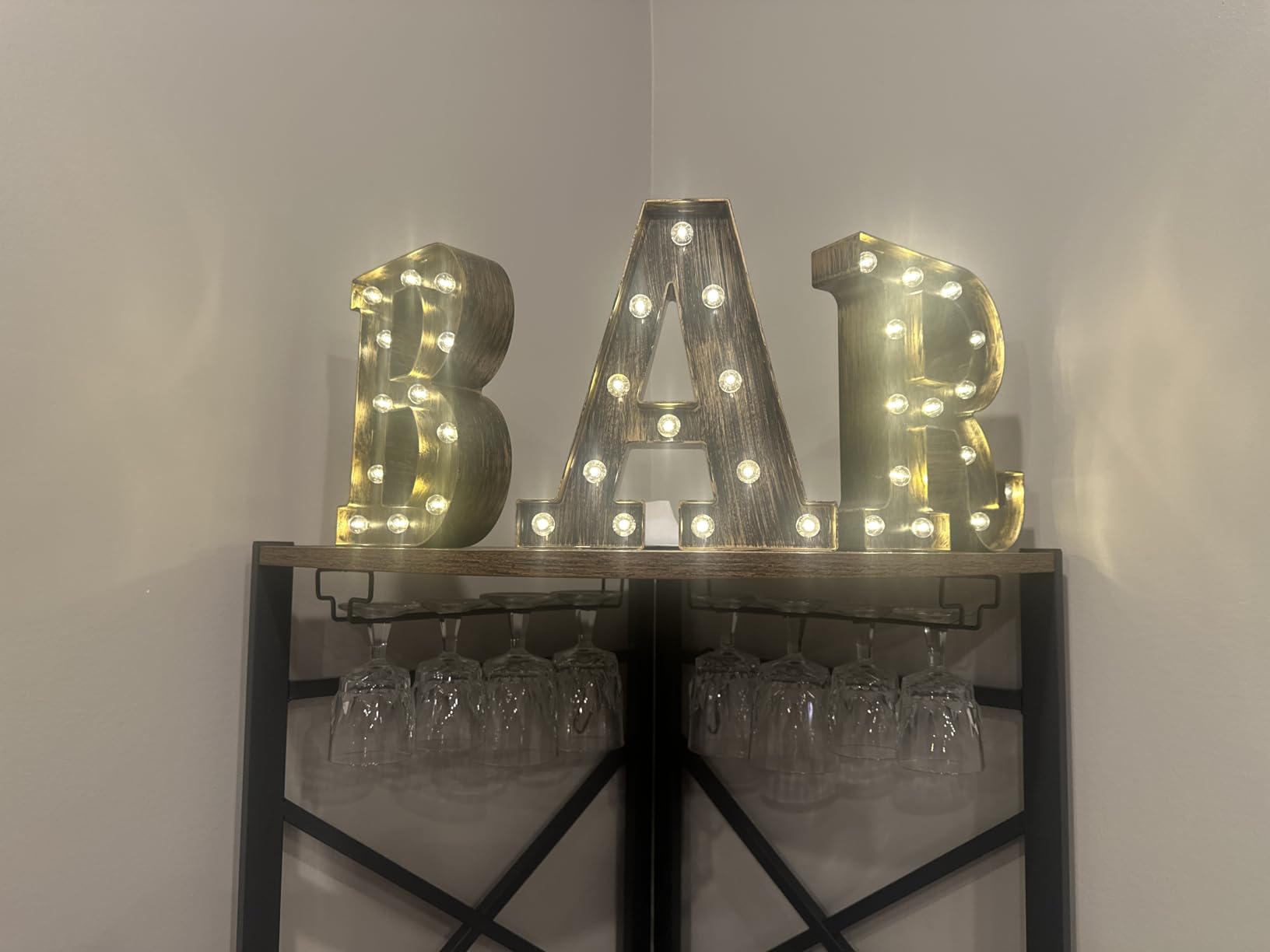Light Up BAR Sign, LED Vintage Letters Home Decor Name Signs - Illuminated Marquee Letter Sign Lights - Battery Operated - Lighted Accessories & Decorations customer photo 2