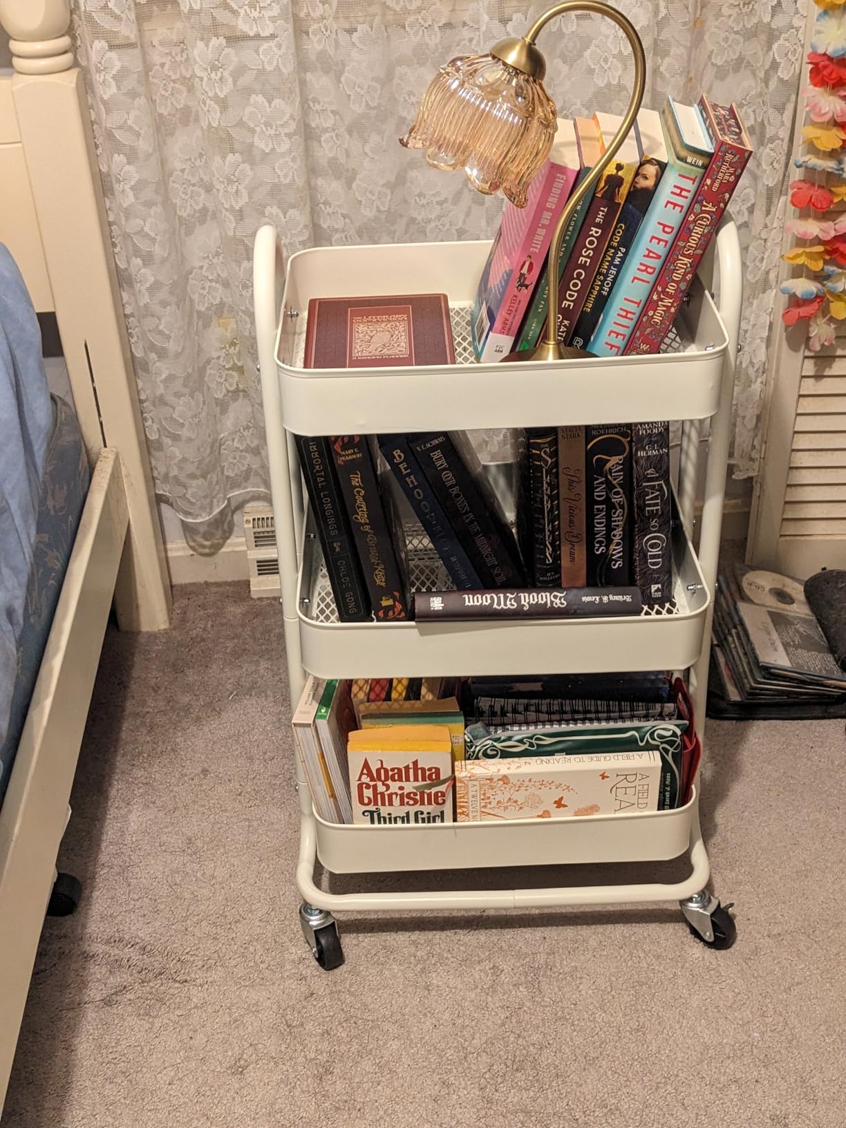Amazon Basics 3-Tier Rolling Utility or Kitchen Cart, Lockable Wheels, Multifunctional Storage, Mobile Shelving Unit, Metal Storage Organizer, Charcoal customer photo 2