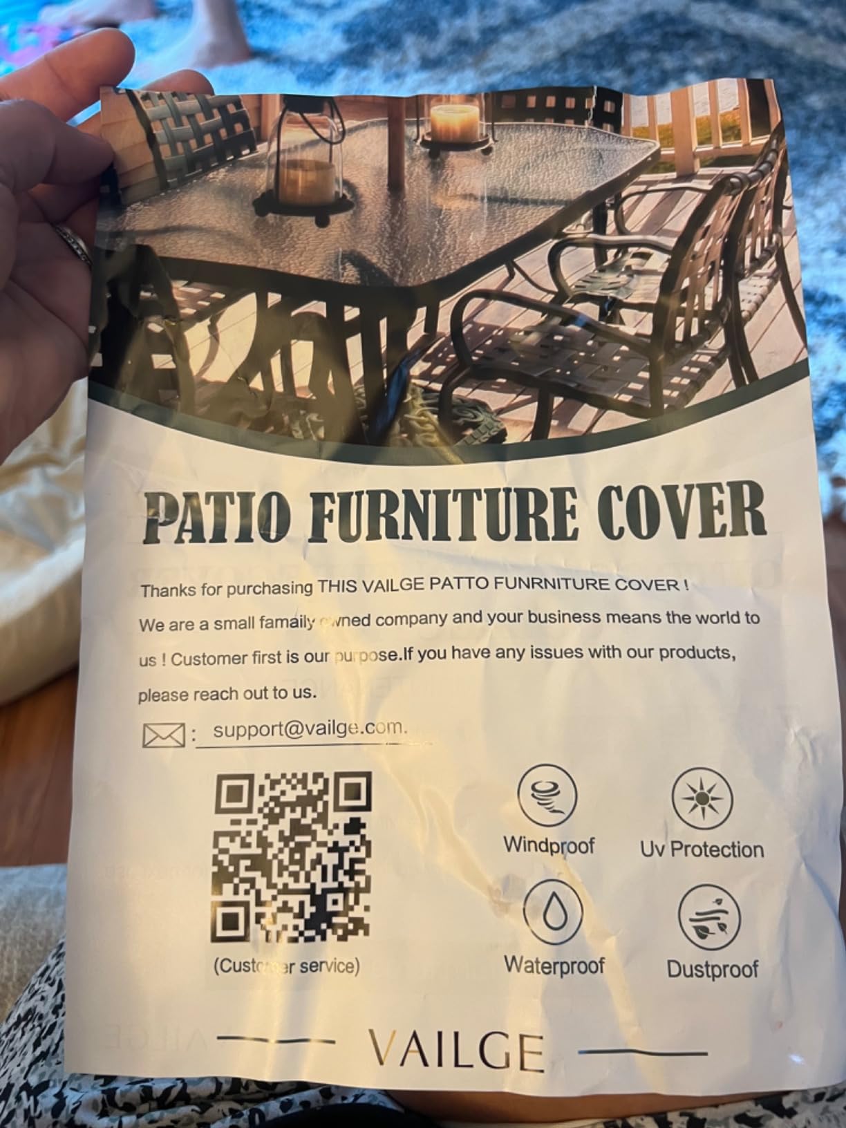 Outdoor Coffee Table Cover, Patio Table Furniture Cover Waterproof Rectangle | Patio Outdoor Furniture Covers Waterproof Windproof, Heavy Duty 600D Oxford, Fits Large Rectangular Coffee Table customer photo 1