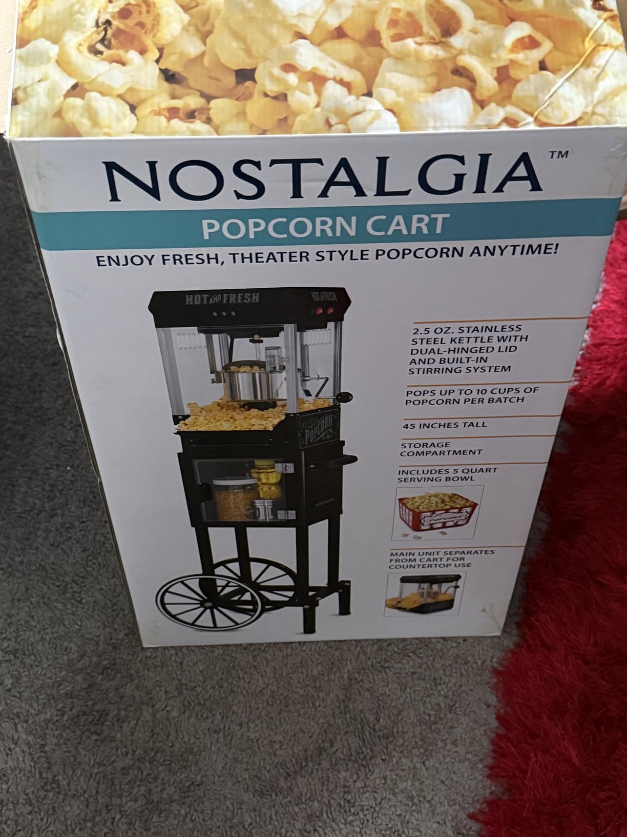 Nostalgia Popcorn Maker Machine - Professional Cart With 2.5 Oz Kettle Makes Up to 10 Cups - Vintage Popcorn Machine Movie Theater Style - Black customer photo 2