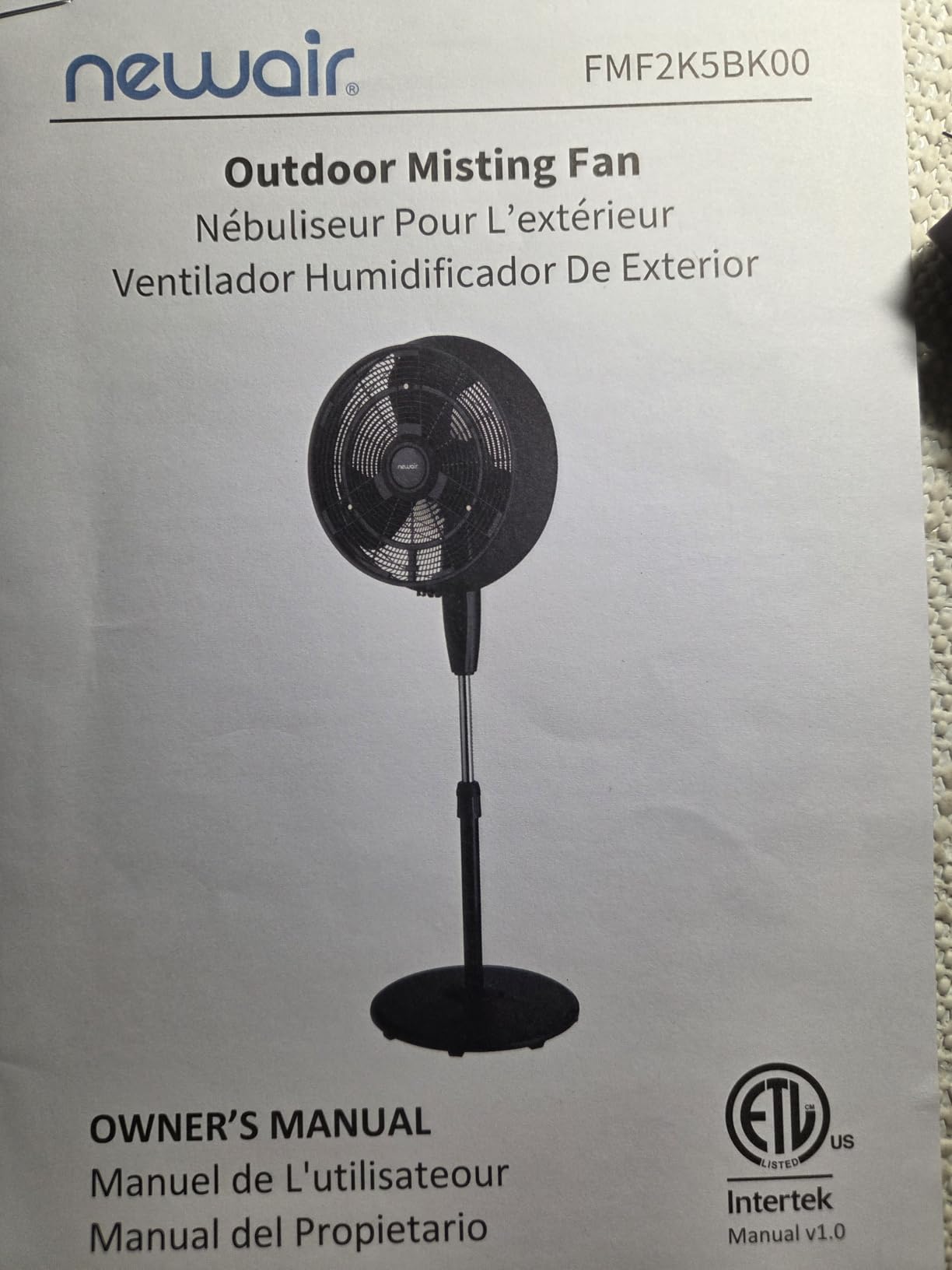 NewAir Outdoor Misting Pedestal Fan | 1,600 CFM Oscillating Patio Fan with Garden Hose Connection | 3 Speeds and Wide-Angle Cooling for Decks & Outdoor Spaces of up to 500 sq ft customer photo 2