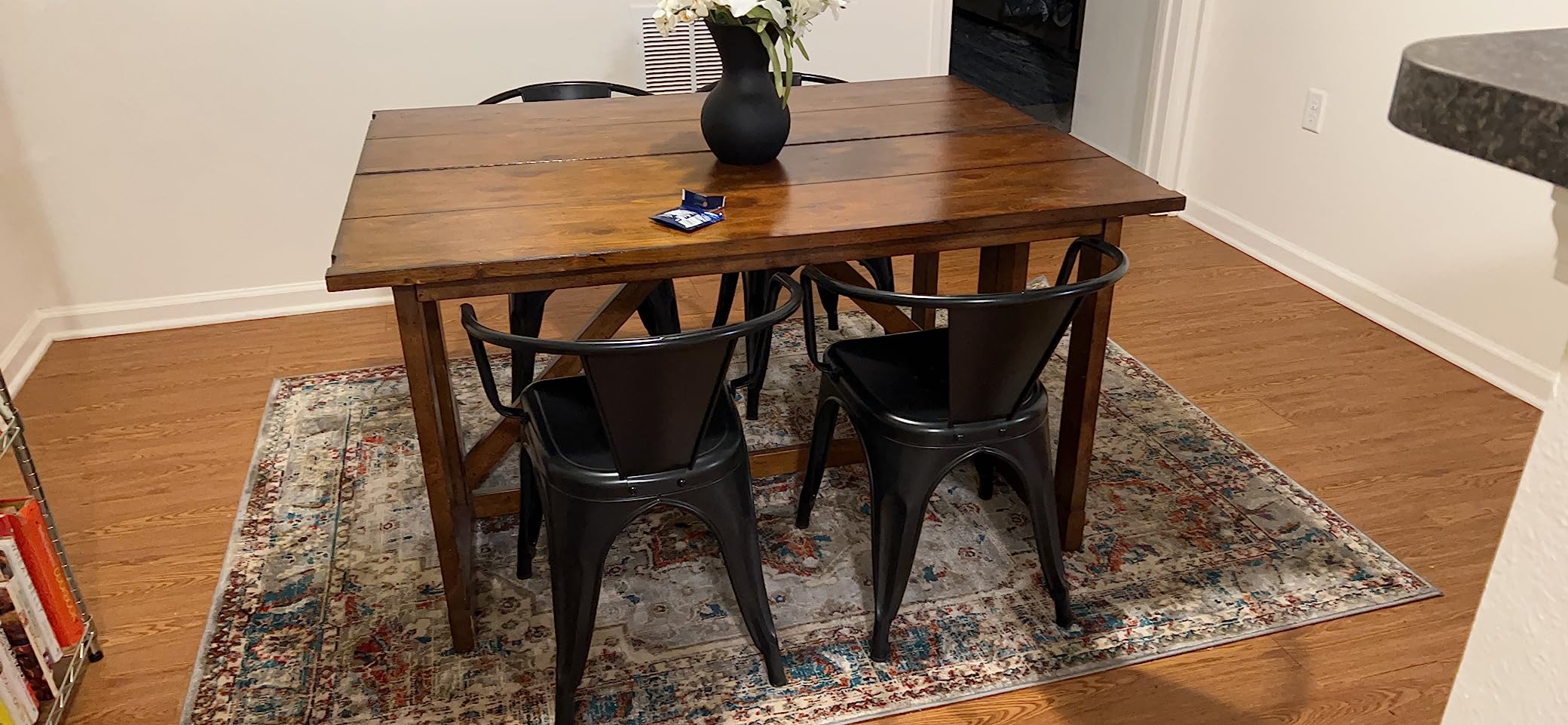 FDW Dining Chairs Set of 4 Metal Chair For Indoor, Outdoor, Patio, Kitchen, 18 Inch Seat Height Restaurant Chair, Tolix Side Stackable Bar Chairs 330LBS Weight Capacity,Black customer photo 2