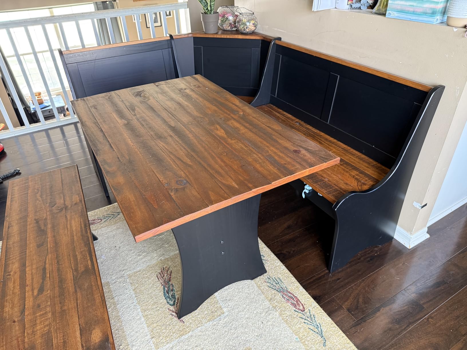 Linon Jackie Solid Wood 3 Piece Conversation Indoor Kitchen Corner Breakfast Dining Nook Set in Black customer photo 1