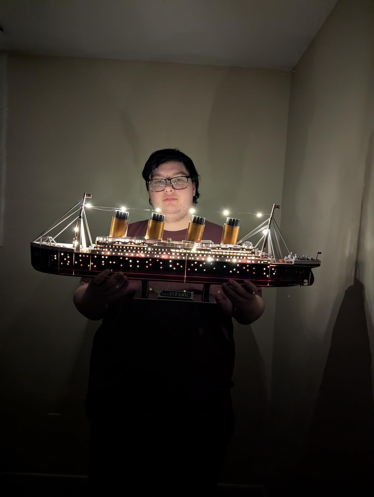 CubicFun Titanic 3D Model Ship Puzzle with LED Lights, 266 Pieces, 88 cm | 3D Puzzle for Adults LED 34.6 inch Titanic Model for Collectors, Home Decor Office Displays Shelf Displays Gifts Christmas customer photo 1