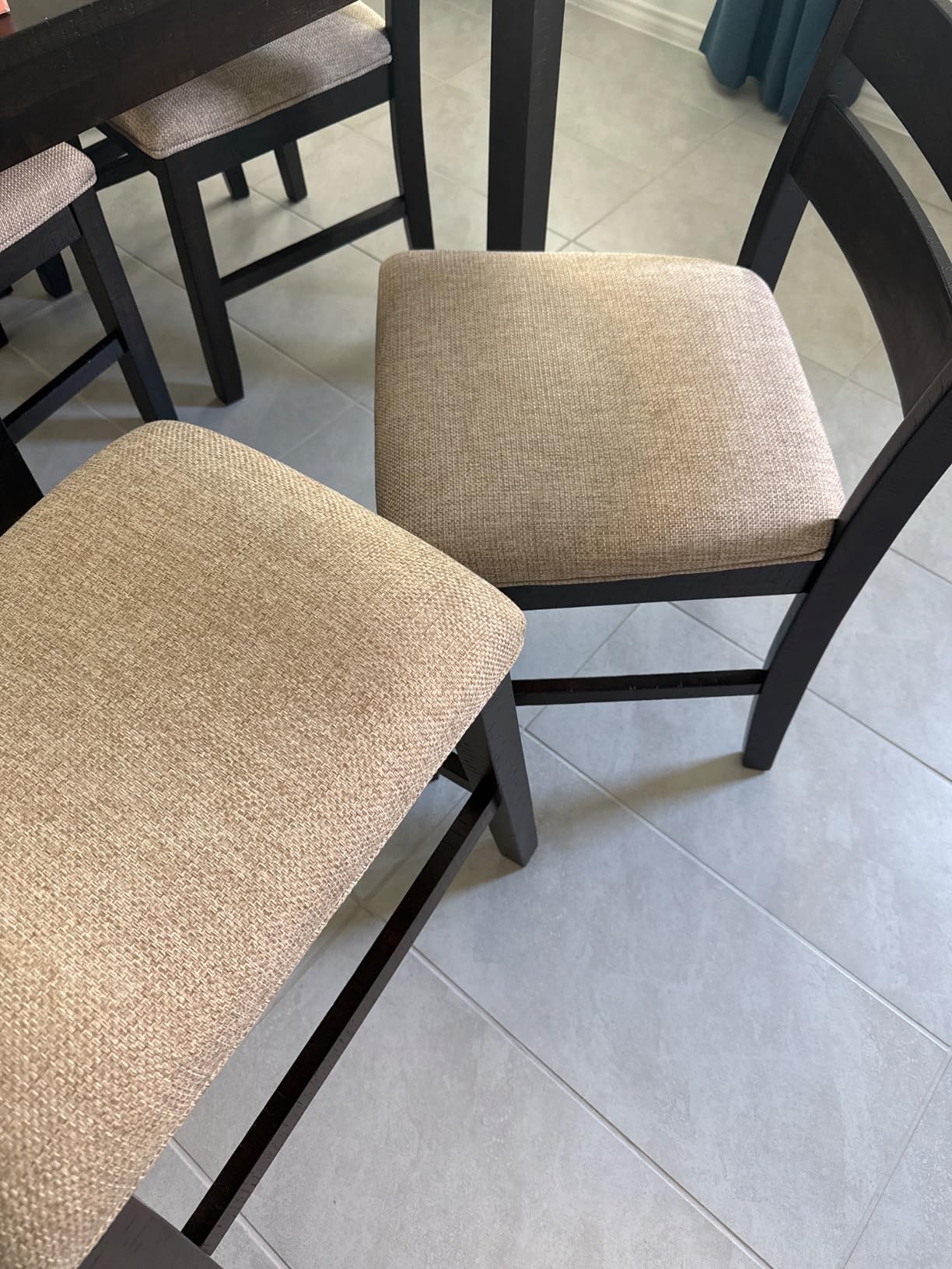 Signature Design by Ashley Skempton Counter Height Bar Stool, Set of 2 | Space-saving 24-inch farmhouse design, Supportive 18.5-inch foam-cushioned saddle seat, Distressed wood frame with footrest customer photo 1