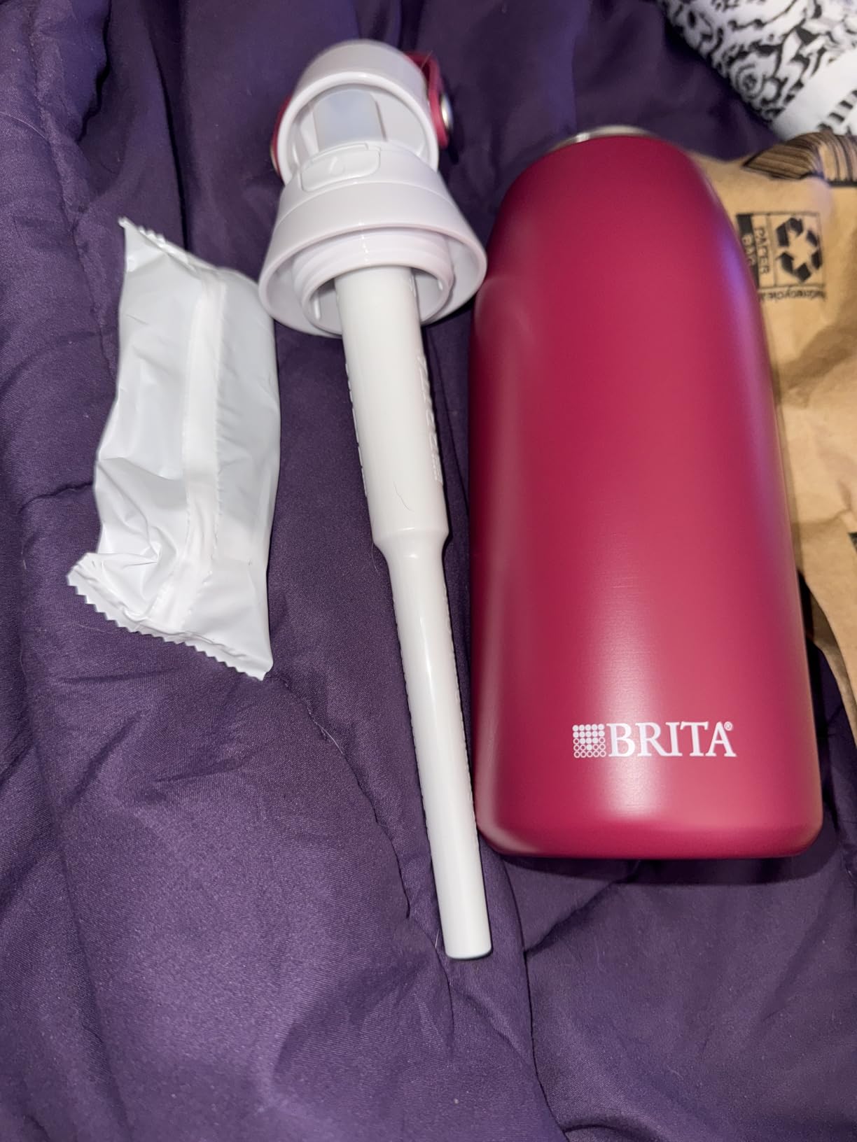 Brita Insulated Filtered Water Bottle with Straw, Reusable, Stainless Steel Metal, Ruby, 32 Ounce customer photo 1