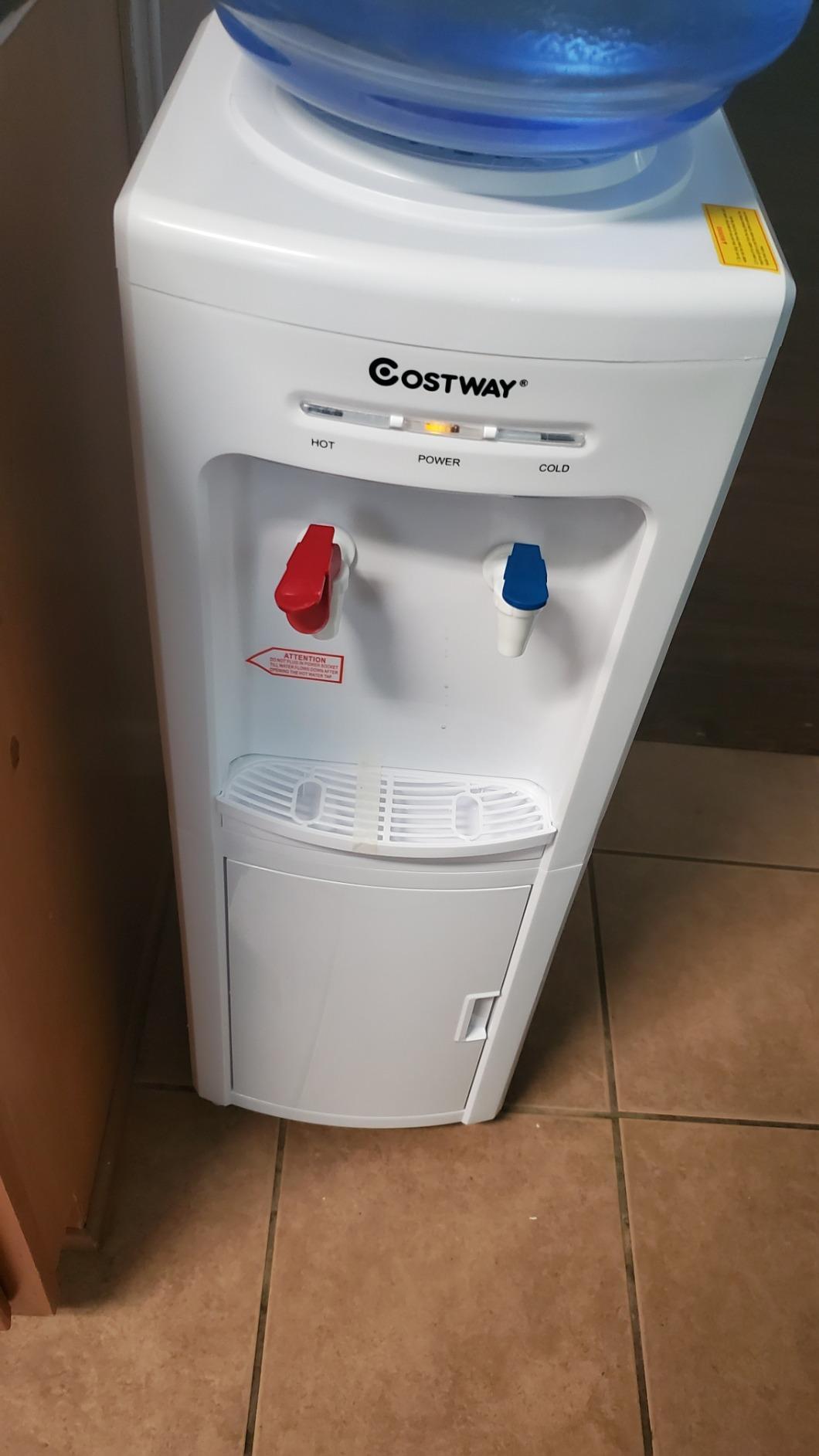COSTWAY Water Cooler Dispenser for 3-5 Gallon Bottle | Top Loading Hot and Cold Water Dispenser with Storage, Child Lock, Water Cooler with Compression Refrigeration Technology customer photo 1