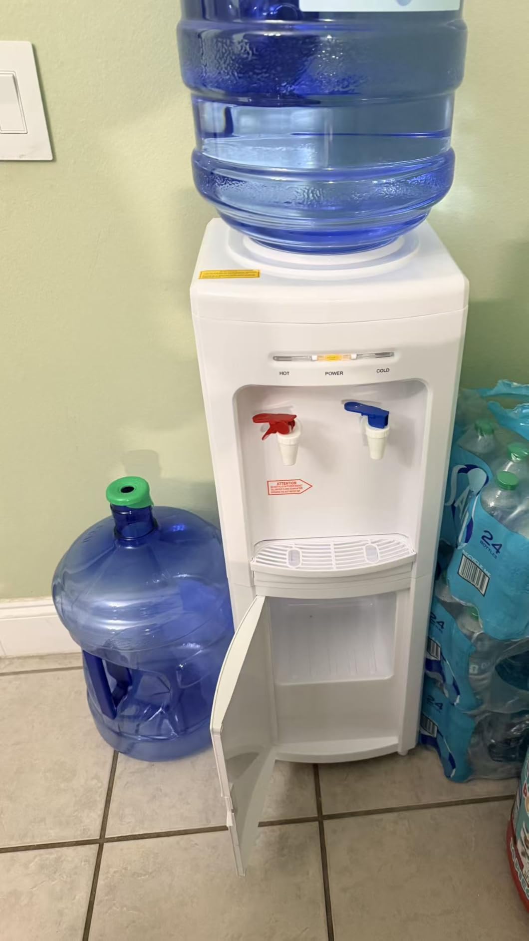 COSTWAY Water Cooler Dispenser for 3-5 Gallon Bottle | Top Loading Hot and Cold Water Dispenser with Storage, Child Lock, Water Cooler with Compression Refrigeration Technology customer photo 2
