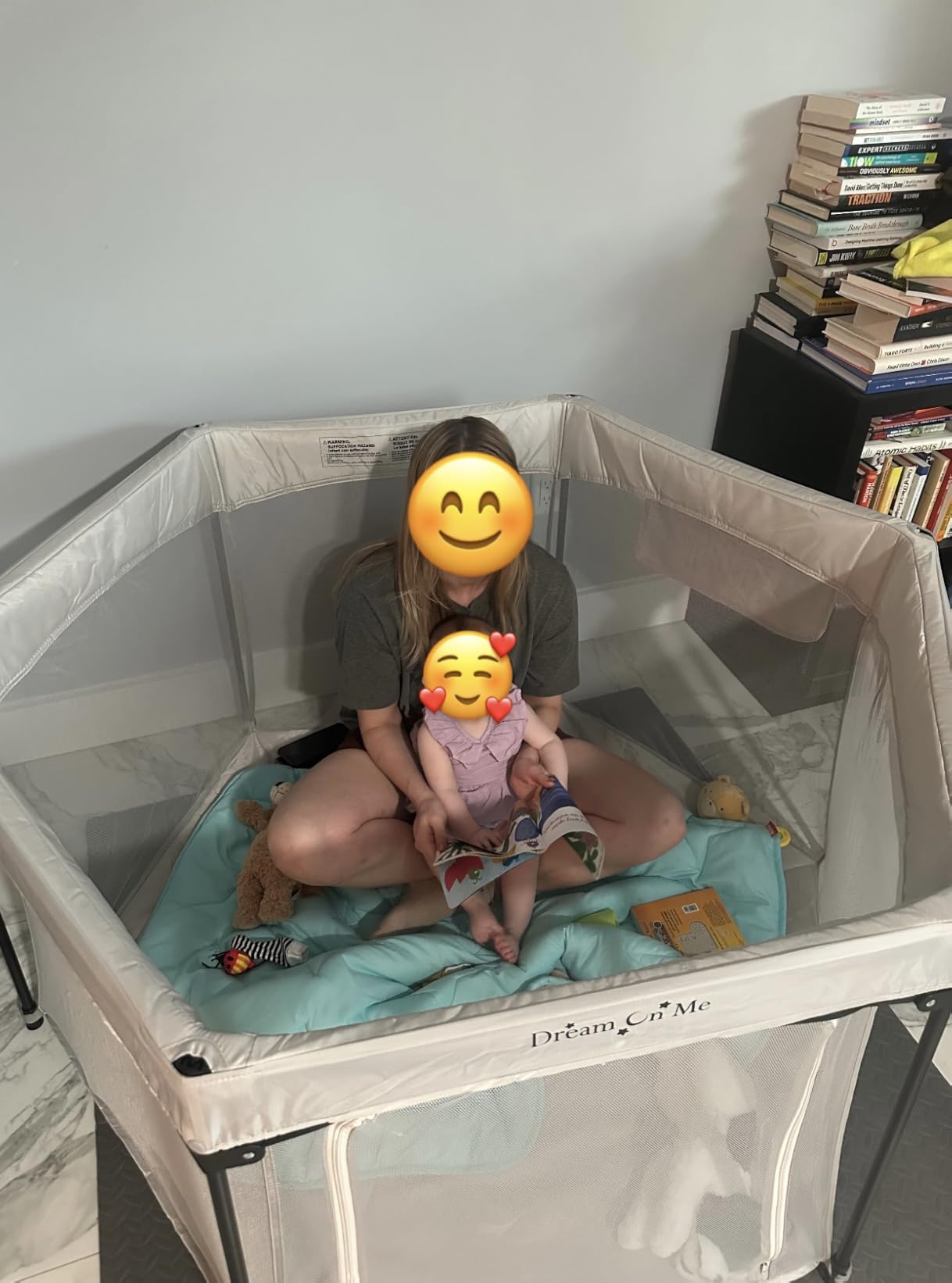 Dream On Me Onyx Baby Playpen, Padded Floor Play Yard, Grey, Foldable, 56.5 In, 360 Mesh Walls, Zipper Door customer photo 2