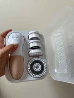Vanity Planet Raedia Facial Cleansing Brush - Electric Facial Cleansing Brush with 4 Exfoliating Brush Heads - Waterproof, Handheld, Lightweight for Face Scrubber and Exfoliating Face - Warm Grey customer photo 1