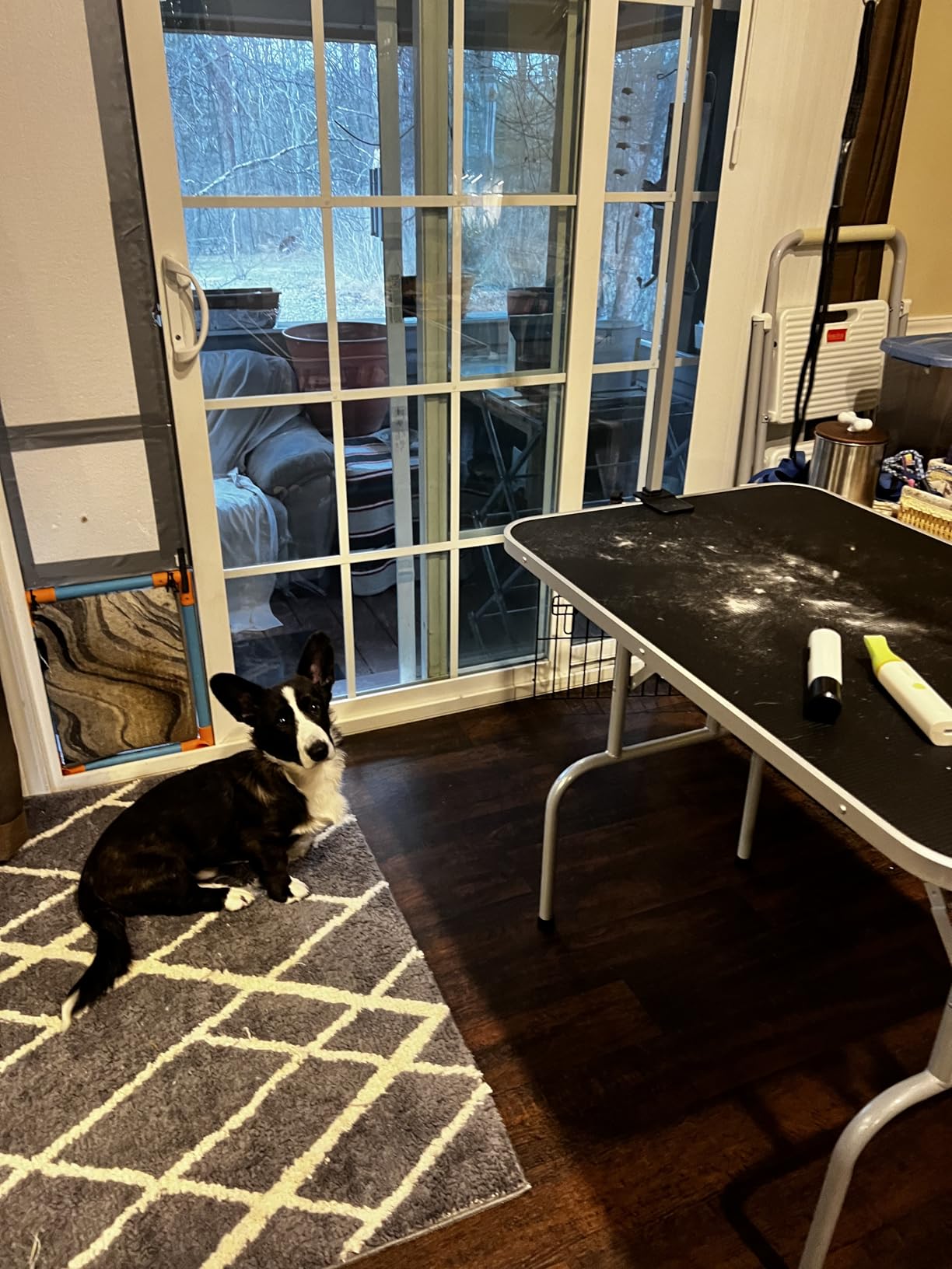 Yaheetech 46'' Pet Grooming Table for Large Dogs Adjustable Height Portable Trimming Table Drying Table w/Arm/Noose/Mesh Tray Maximum Capacity Up to 265Lb, Black customer photo 2