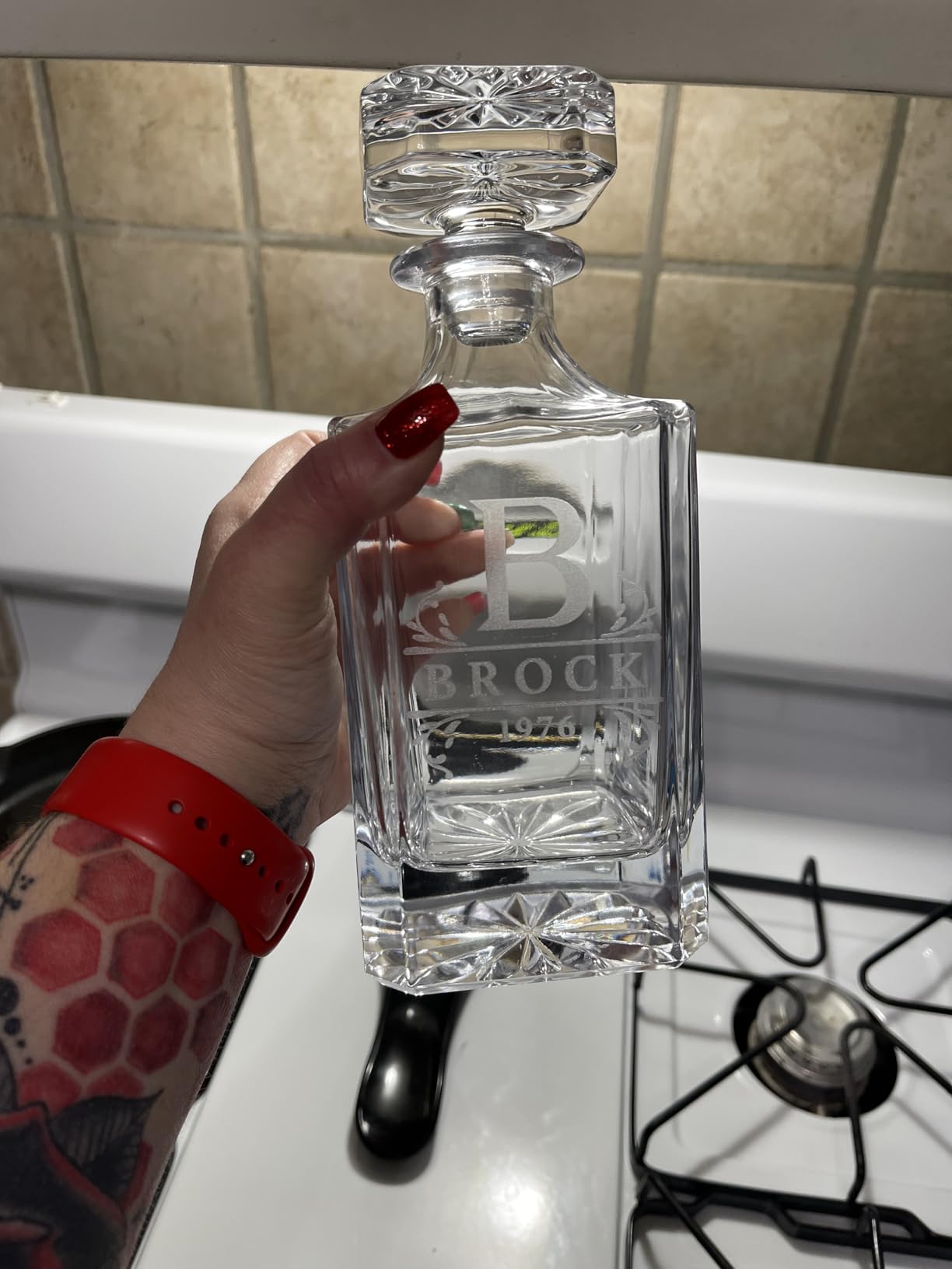 Personalized 5 pc Whiskey Decanter Set - 9 Design Options - Limited Edition, Custom Liquor Decanter - 25 Oz, 750ml Liquor Decanter w/ 4pcs Whiskey Glass Set #1 customer photo 1