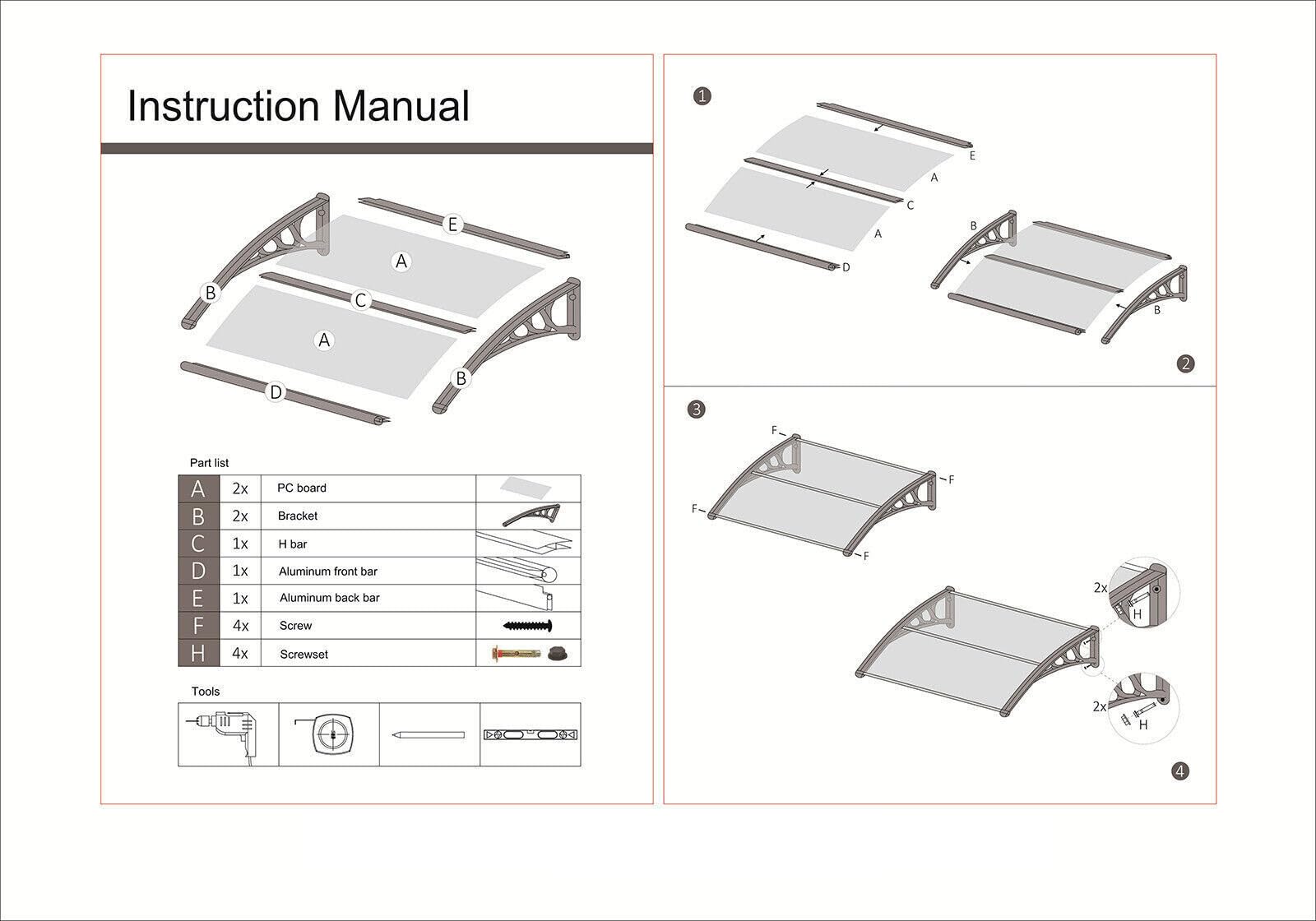 VINGLI Window Awning Door Canopy, 40