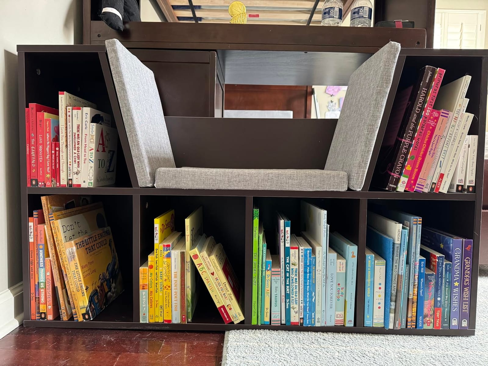 Costzon Kids Bookshelf with Reading Nook, 6 Cubby Bookcase with Soft Seat Cushion, Wooden Toy Storage Organizer with Bench, Book Shelf for Kids Room, Playroom, Nursery, Daycare customer photo 1