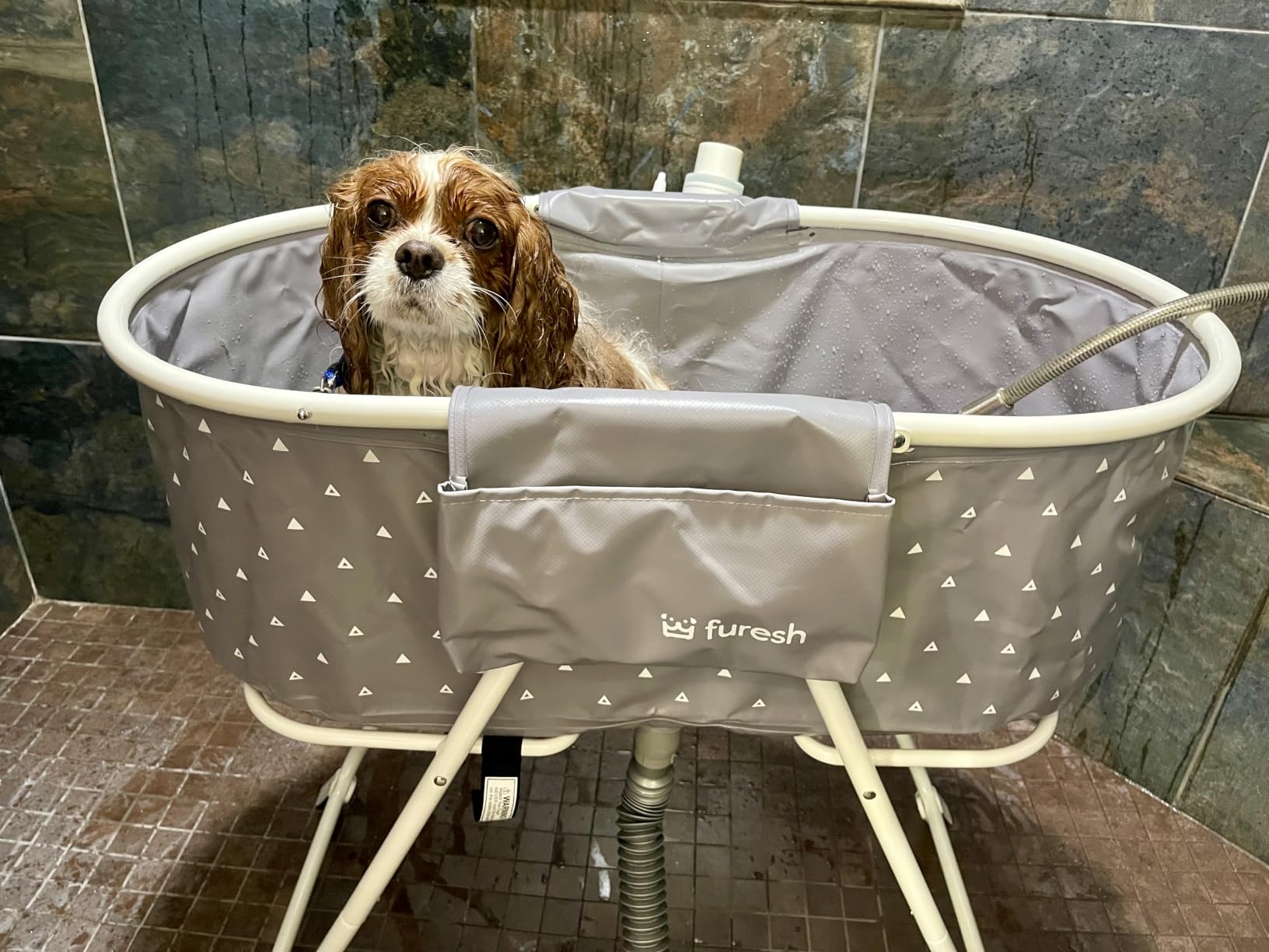 Furesh Portable Foldable Dog Bathtub for Small & Medium Dogs (Blue) | Lightweight aluminum frame with elevated design for comfortable bathing and easy storage. customer photo 1