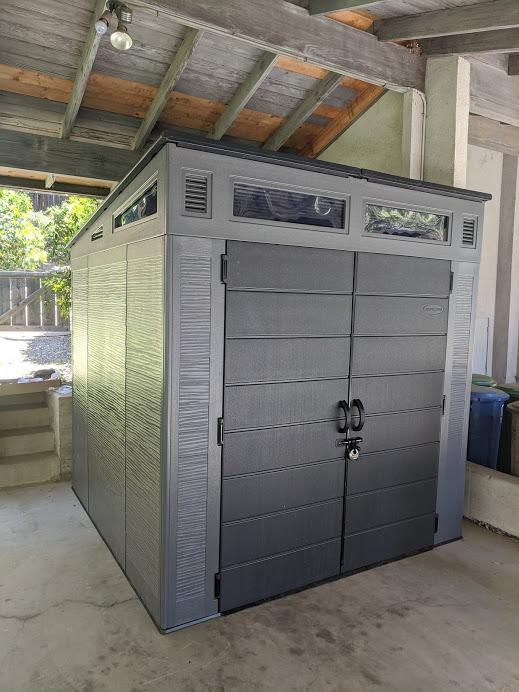Suncast Modern Outdoor Storage Shed, 200 cu. ft. Peppercorn Resin Shed for Lawn Mower, Bikes, Utility Tools, Patio, & Yard. Weatherproof & Lockable Modern Sheds & Outdoor Storage, Made in USA customer photo 2