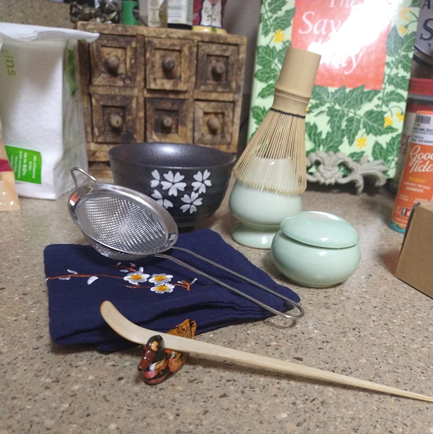 Artcome Traditional Japanese Matcha Tea Set (9Pcs) | Matcha Whisk, Traditional Scoop, Matcha Bowl & Caddy, Ceramic Whisk Holder, Handmade Matcha Ceremony Kit customer photo 1