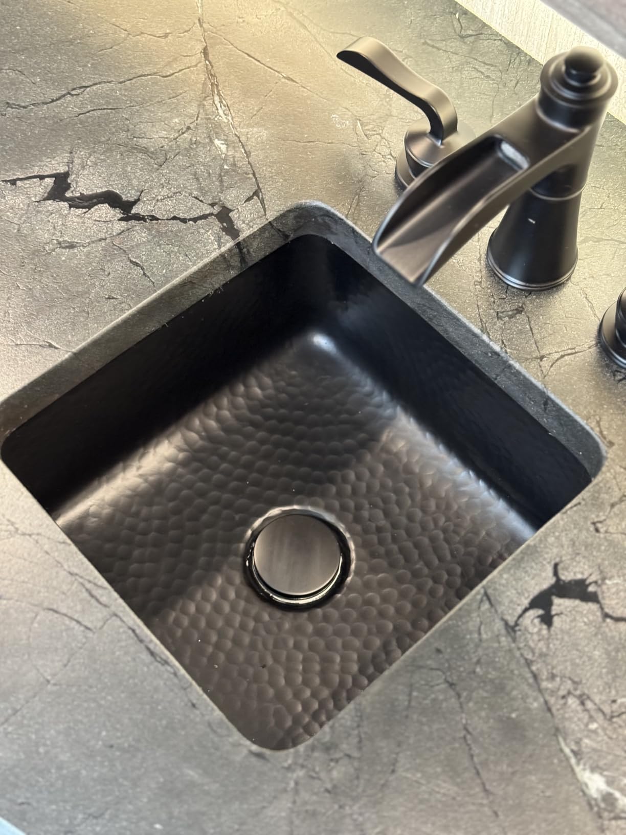Monarch Abode Kitchen & Bar Sink - 12-inch Glasgow Dual Mount Drop in Bar Prep Sink, Hand Hammered Matte Black Aluminum customer photo 2