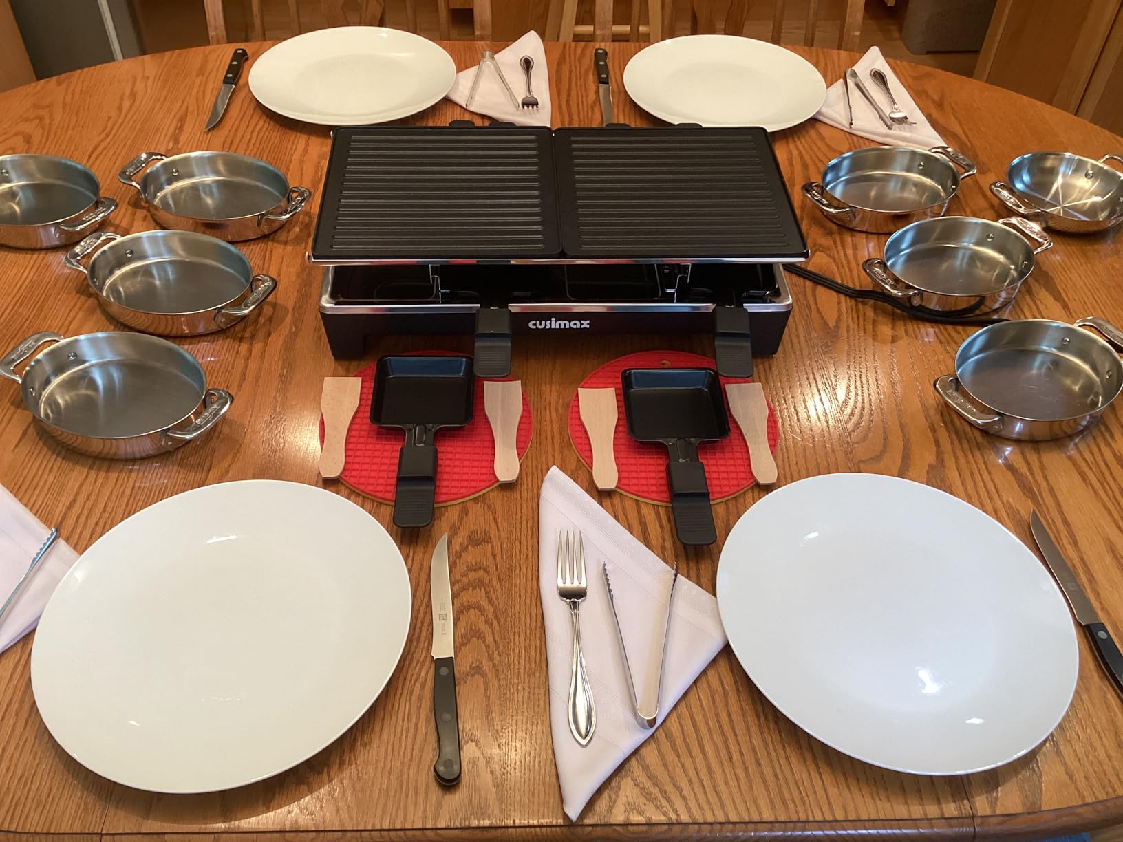 CUSIMAX Raclette Grill Electric Grill Table Portable 2in1 Korean BBQ Grill | Reversible Non-stick Plate, Crepe Maker with Adjustable Temperature Control, 8 Paddles & Shovels/Adjustable Temperature customer photo 1