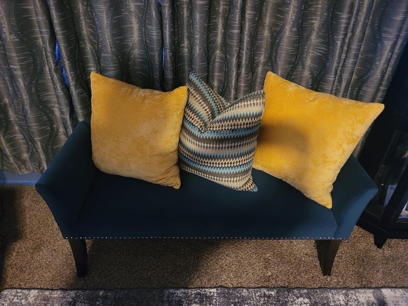 Madison Park Accent Bench for Living Room, Upholstered with Nailhead Trim, & Padded Seat Entryway Bench Small, End of Bed Bench with Back, 49.5