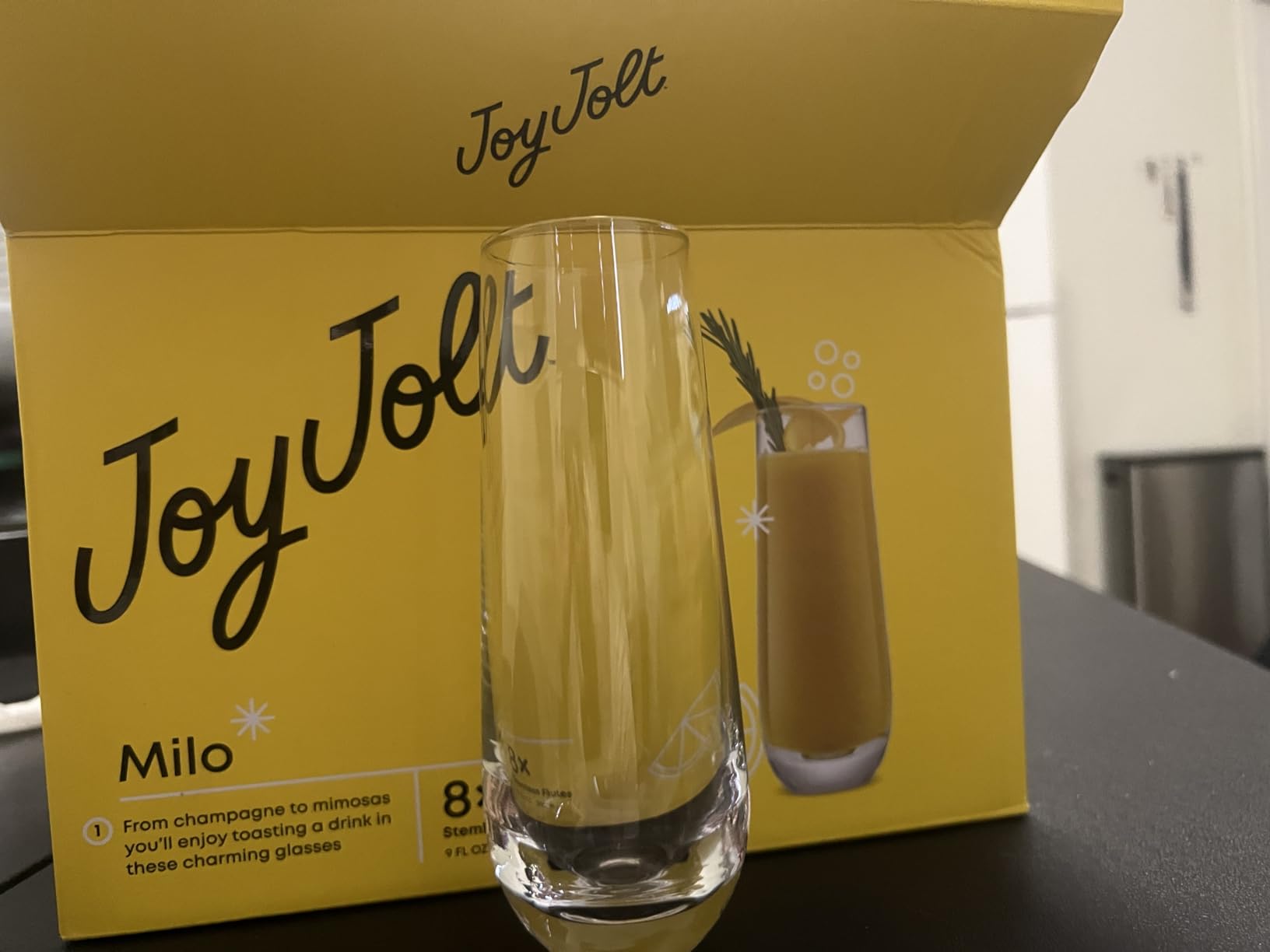 JoyJolt Milo Stemless Champagne Flutes Set of 8 Crystal Glasses, 9.5oz customer photo 1