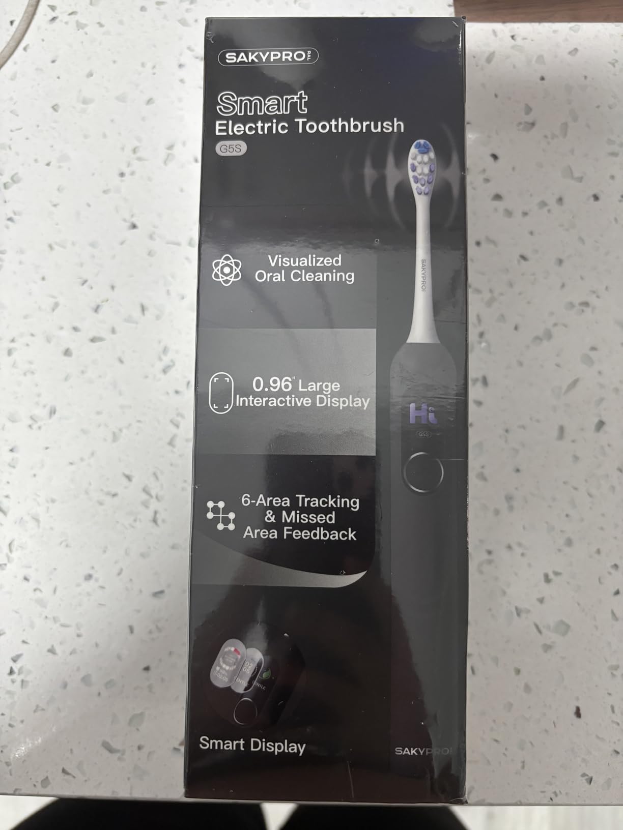 SAKYPRORAL Kids Electric Toothbrush for Boys Teens (6-15Y), Smart Screen with Brushing Score, Soft Bristles, Visual Timer for Braces, 150 Days Battery with Travel Case (Blue) customer photo 1