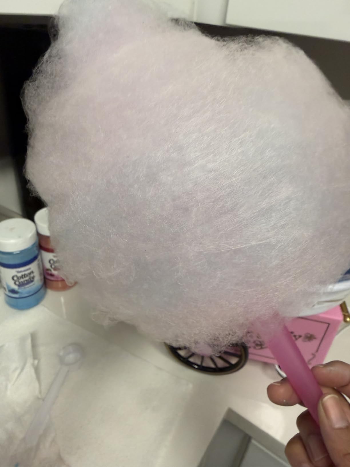 Nostalgia Vintage Cotton Candy Machine - Countertop Cotton Candy Maker With 2 Reusable Cones & 1 Sugar Scoop - Use Hard Candy or Sugar to Create Fluffy, Delicious Treats in Minutes-Pink customer photo 2