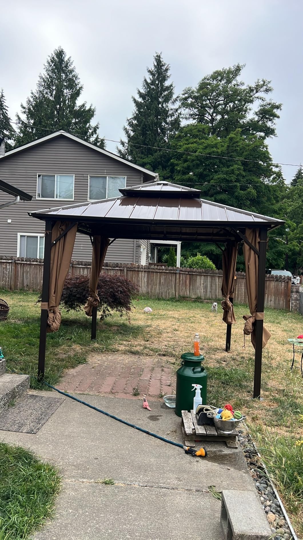 10' X 13' Hardtop Gazebo Galvanized Steel Outdoor Patio Gazebo Canopy Double Roof Pergolas Aluminum Frame with Netting and Curtains for Garden, Patio, Lawns, Parties customer photo 2