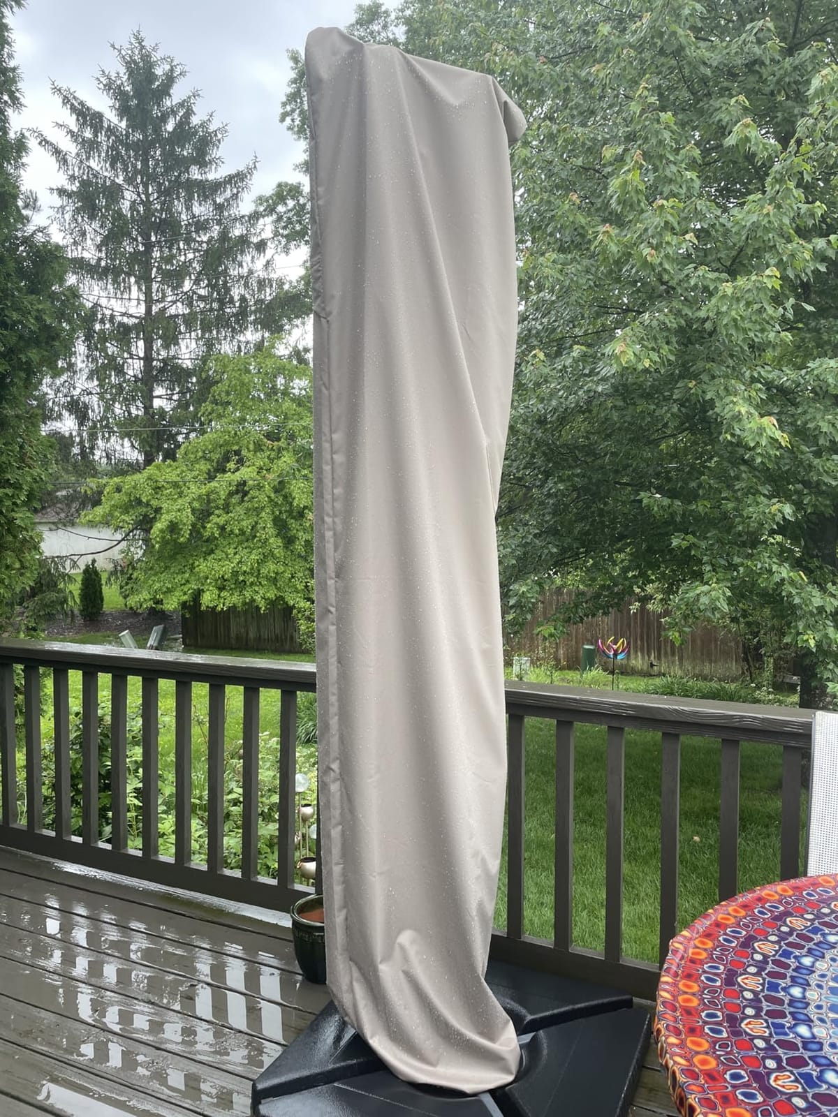 Patio Umbrella Cover for 9ft to 13ft Offset Umbrella, Water Resistant, Curved Cantilever and Straight Pole Parasol Outdoor Umbrellas Cover with Zipper and Rod customer photo 1