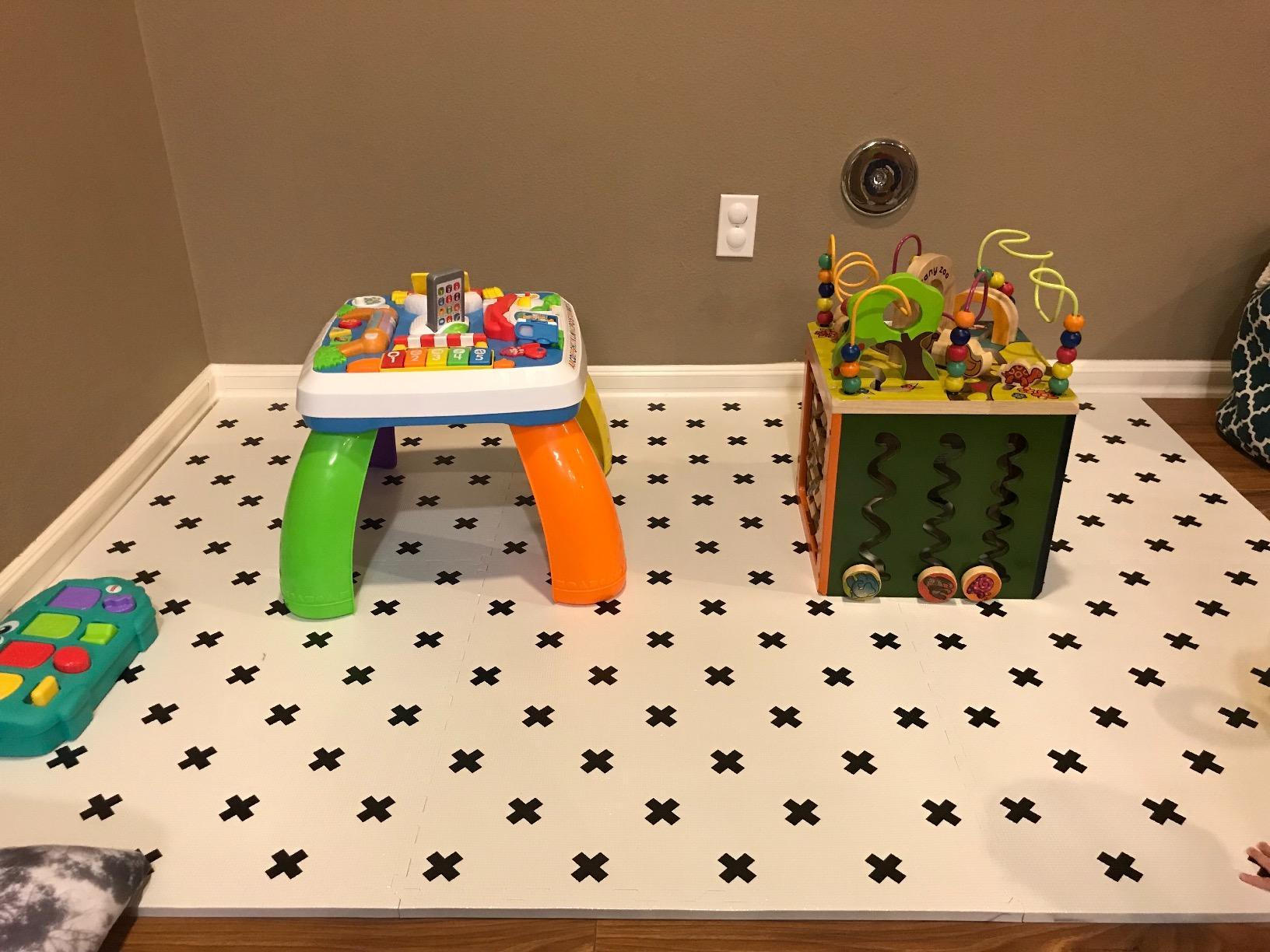 Yay Mats Stylish Extra Large Puzzle Mat, Thick, Inter Locking Foam Floor Tile Covers 6 ft x 4 ft. Expandable Tiles with Edges Exercise and Kids mat Protective Floor Surface (Henri TERRAZZO) customer photo 2