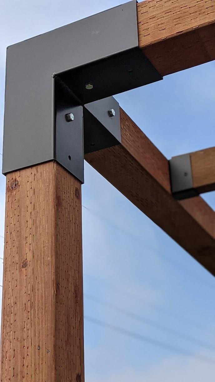 Pergola Kit | Easy, Modular, Modern Pergola Hardware Kit | DIY Elevated Wood Stand Kit with Powder Coated Steel Brackets | Includes 4 Bracket Shoulders 4 Boots 2