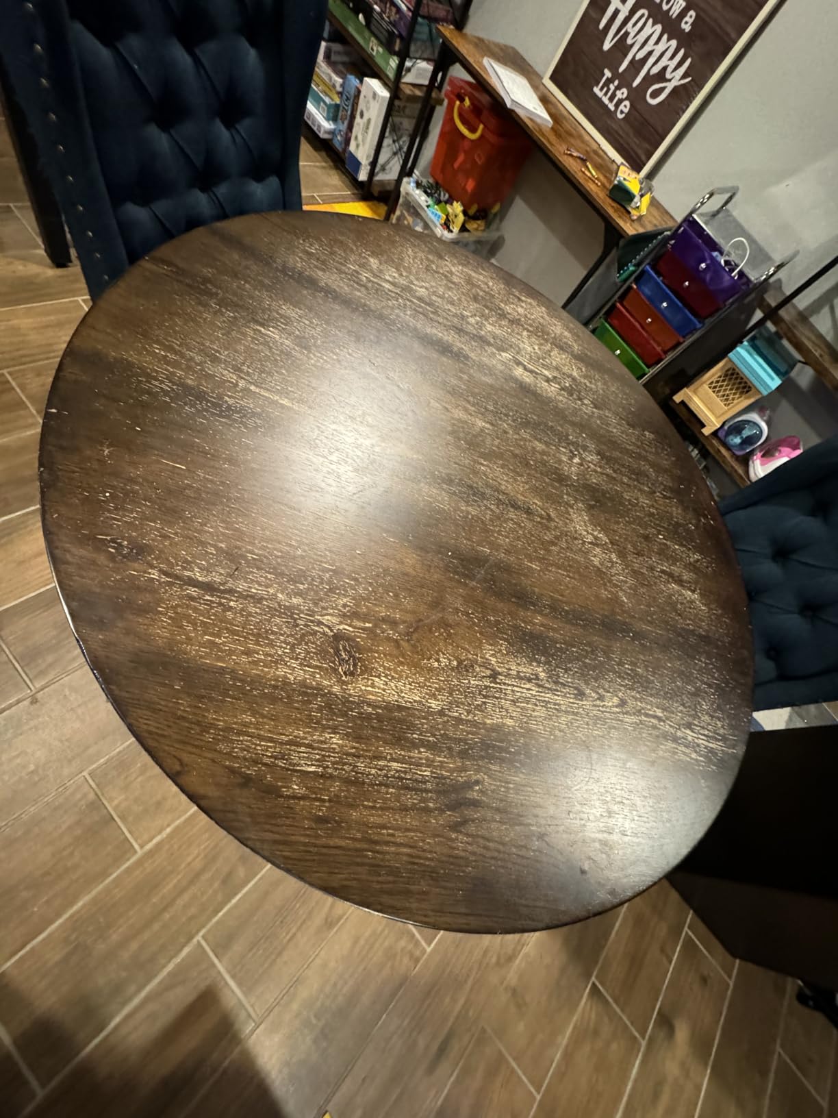 Roundhill Furniture Havre Pedestal Base Round Dining Table, Espresso customer photo 2