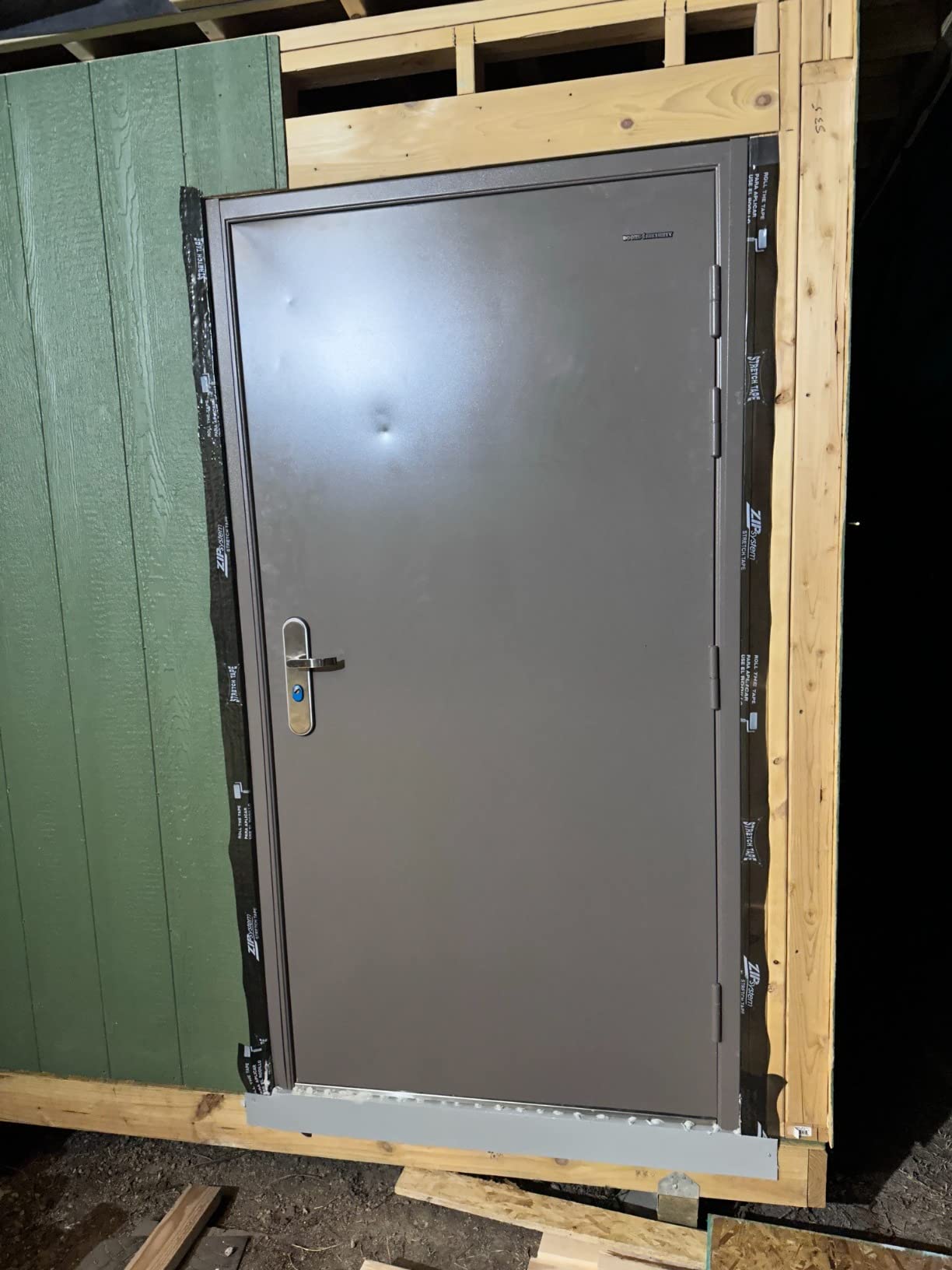 VIZ-PRO Quick Mount Steel Security Door with Frame and Hardware, Gray Right Side-Hinged Outward, 38 9/16