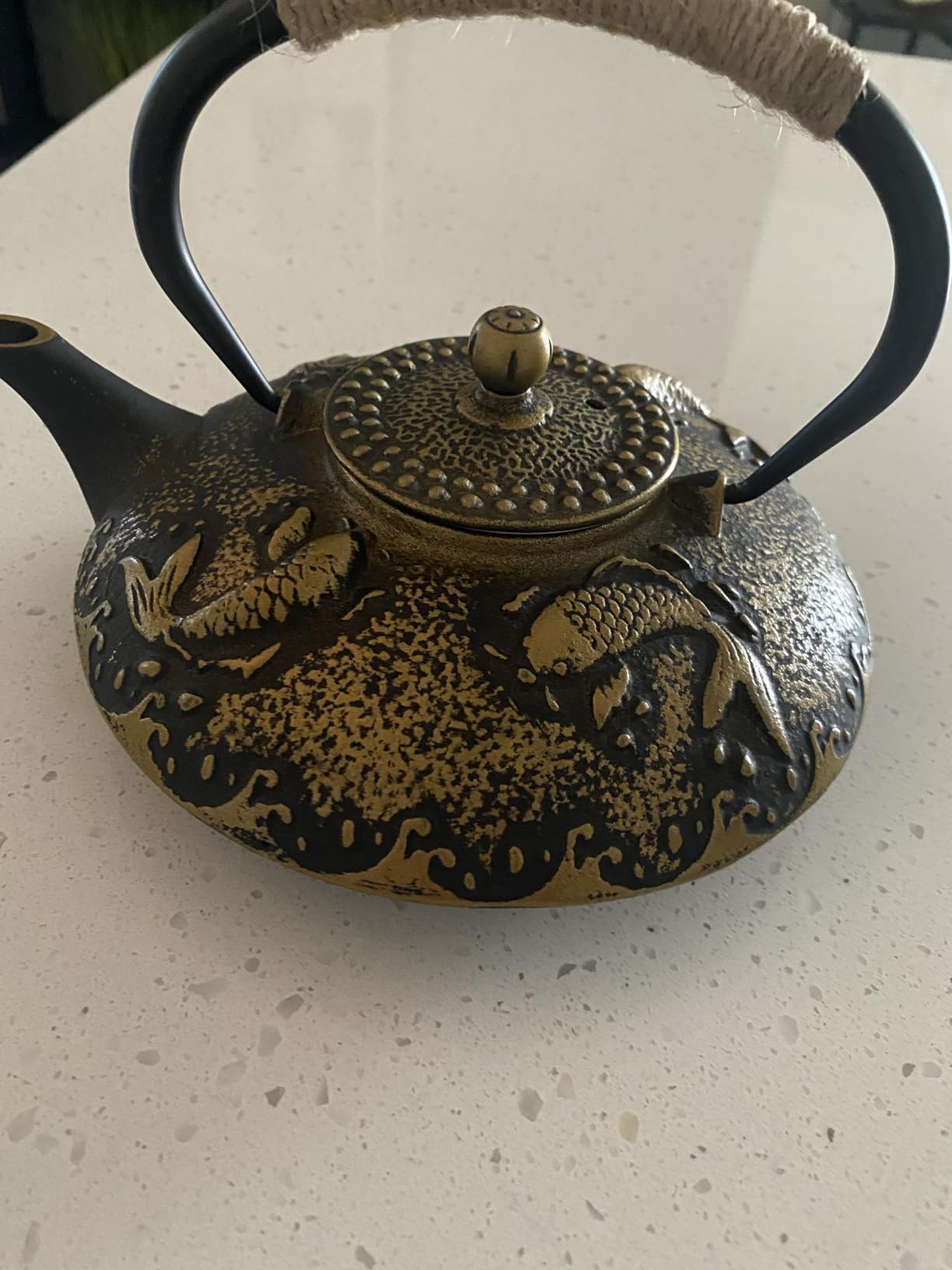 Ufine Koi Fish Cast Iron Teapot Set Stove Top 26 oz Tea Kettle with 4 Cups | Enamel Coated with Stainless Steel Infuser and Trivet, Japanese Style Tetsubin Tea Gift Set customer photo 2