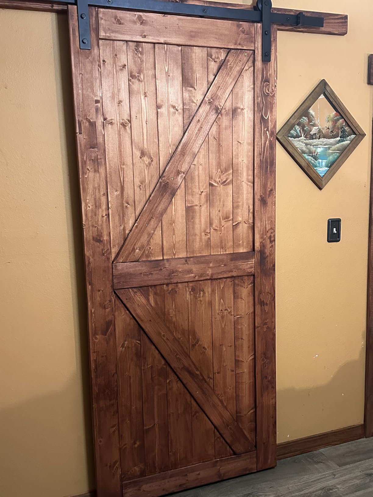 EaseLife 36in x 84in Sliding Barn Door with 6.6FT Barn Door Hardware Kit & Handle Included, Solid Spruce Wood Door, Assembly Required, Stainable, K-Frame customer photo 1