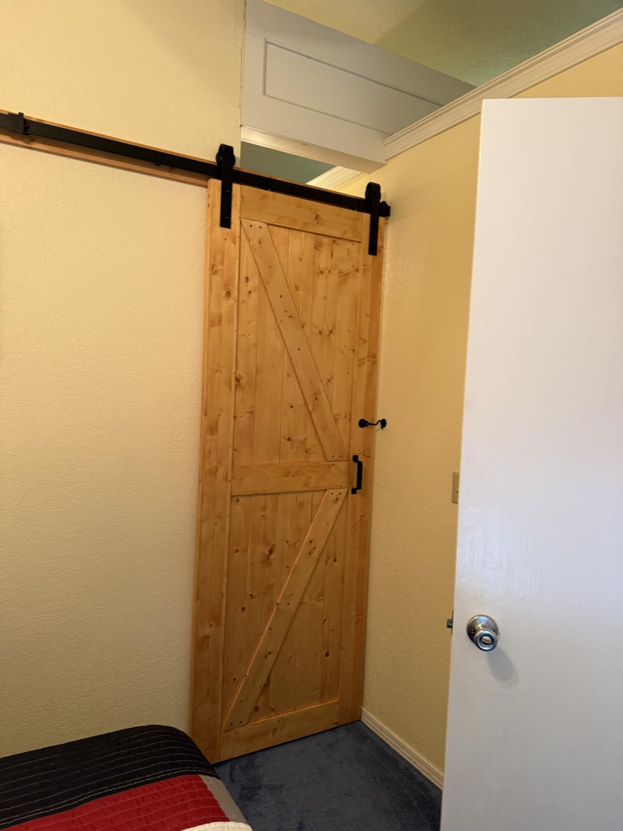 EaseLife 36in x 84in Sliding Barn Door with 6.6FT Barn Door Hardware Kit & Handle Included, Solid Spruce Wood Door, Assembly Required, Stainable, K-Frame customer photo 2