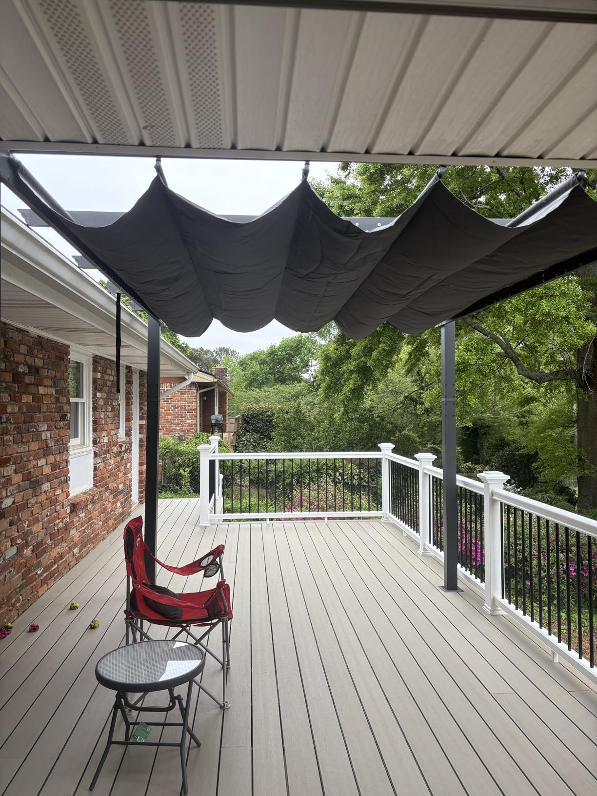 PURPLE LEAF Outdoor Retractable Pergola 10' X 12' Canopy Aluminum, Beige | Sliding Canopy, Custom Shade, Easy Care, Thick Posts, Stronger Support, Premium Materials, Lasting Use, Yarn-Dyed Canopy customer photo 1