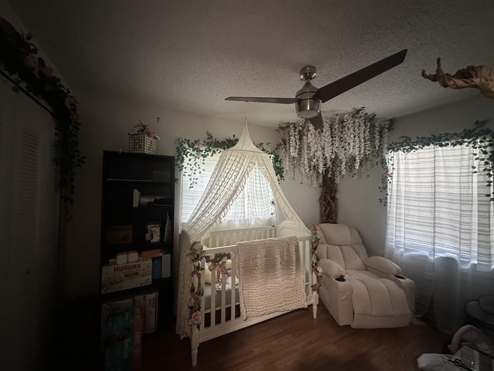 Wonder Space Elegant Kids Bed Canopy - Lace Chiffon Netting with Pom Pom, Princess Girls Fairy Dream Tent, Nursery Room Baby Crib Hanging Curtain Mosquito Net Children Reading Nook Decoration (Beige) customer photo 1