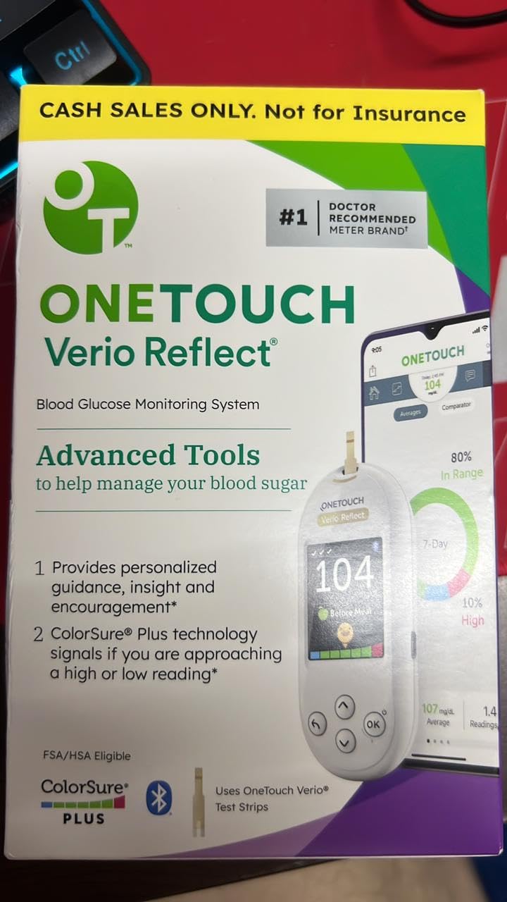 OneTouch Verio Test Kit - Includes Verio Reflect Blood Glucose Meter, 30 Lancets, Lancing Device, & 30 Test Strips - Diabetes Care Supplies customer photo 1