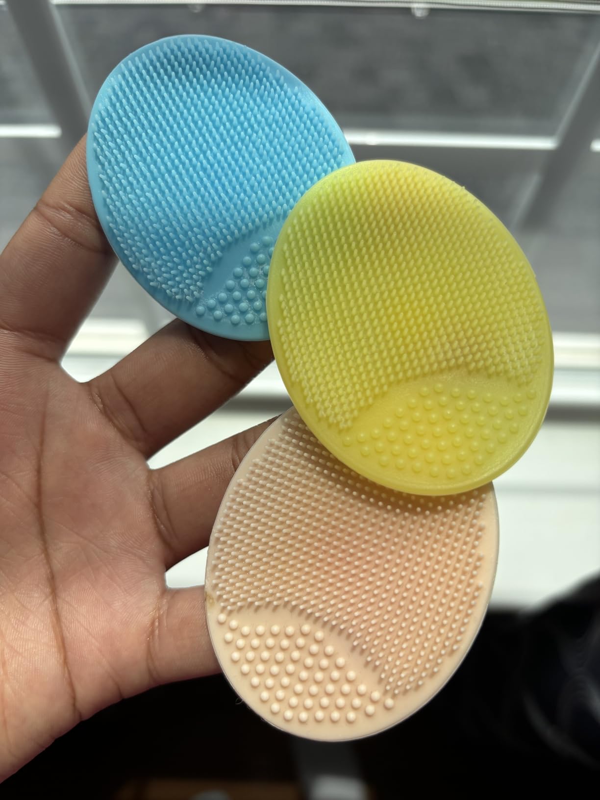 4 Pack Face Scrubber,JEXCULL Soft Silicone Facial Cleansing Brush Face Exfoliator Blackhead Acne Pore Pad Cradle Cap Face Wash Brush for Deep Cleaning Skin Care customer photo 2