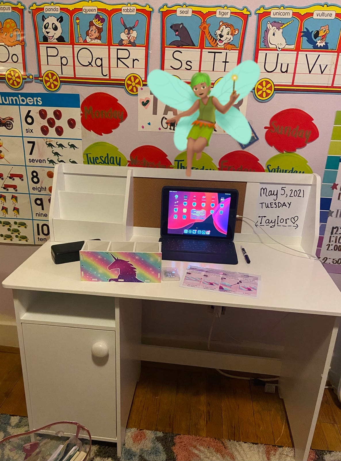 UTEX Wooden Kids Study Desk with Hutch and Storage for Ages 3-8 | Kids Study Table with Cork Bulletin Board, Spacious Desktop, Multi-Zone Storage, Water-based Paint Finish for Kids Room customer photo 1